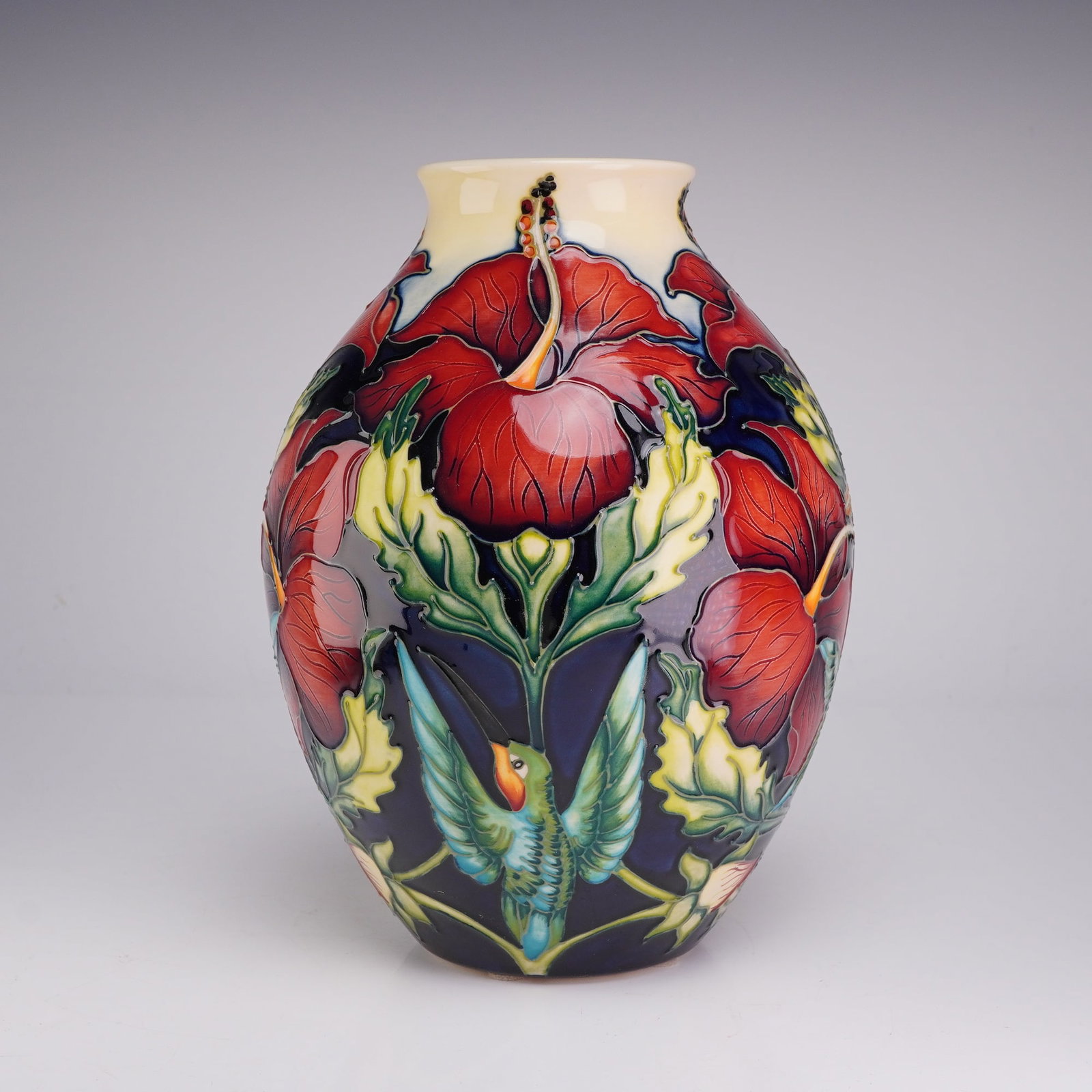 Moorcroft Pottery by Philip Gibson Limited Edition Vase, Hibiscus and Hummingbird (1 of 3)