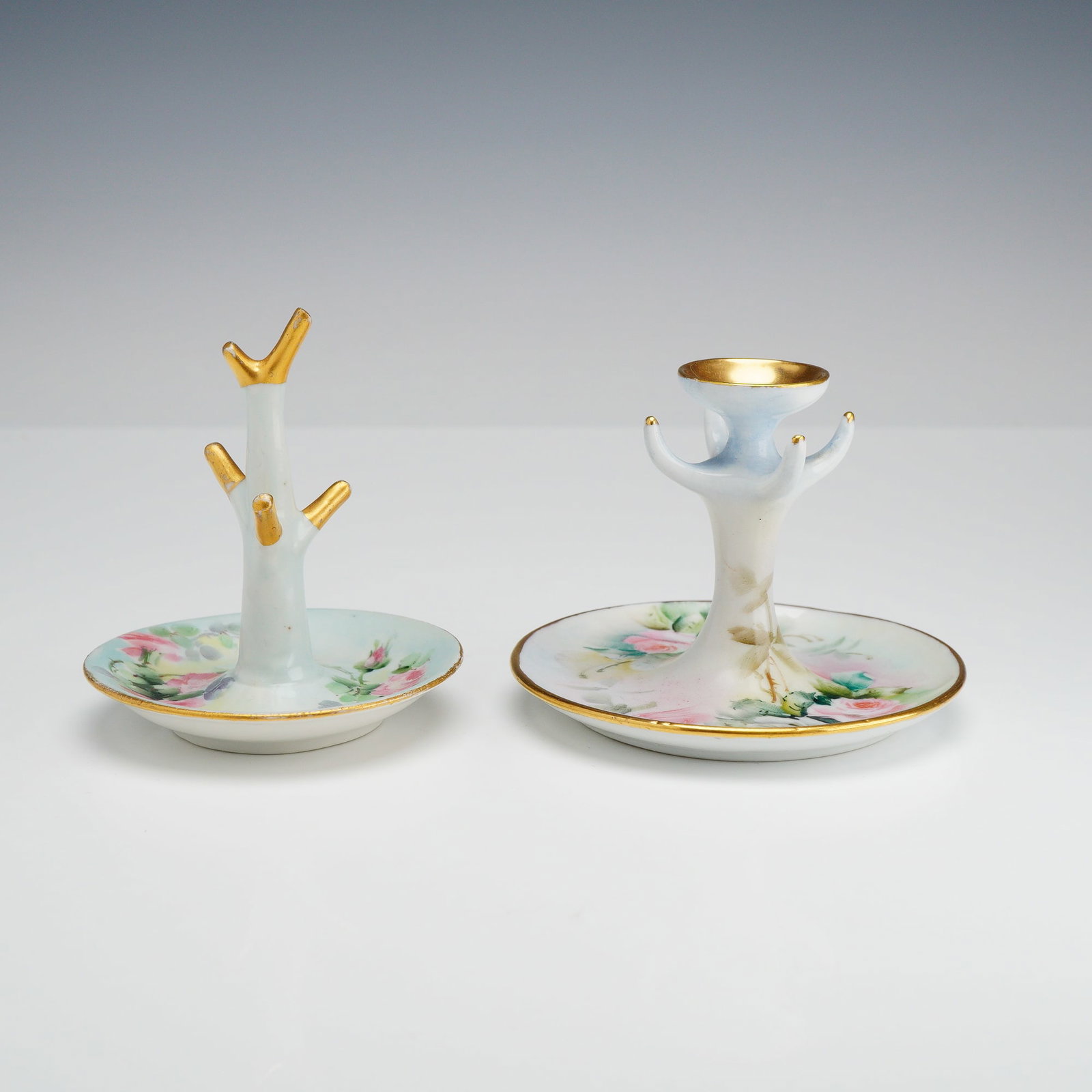 Two Hand-Painted Porcelain Ring Tree Dishes, Rosenthal and Limoges, circa 1905 (1 of 3)