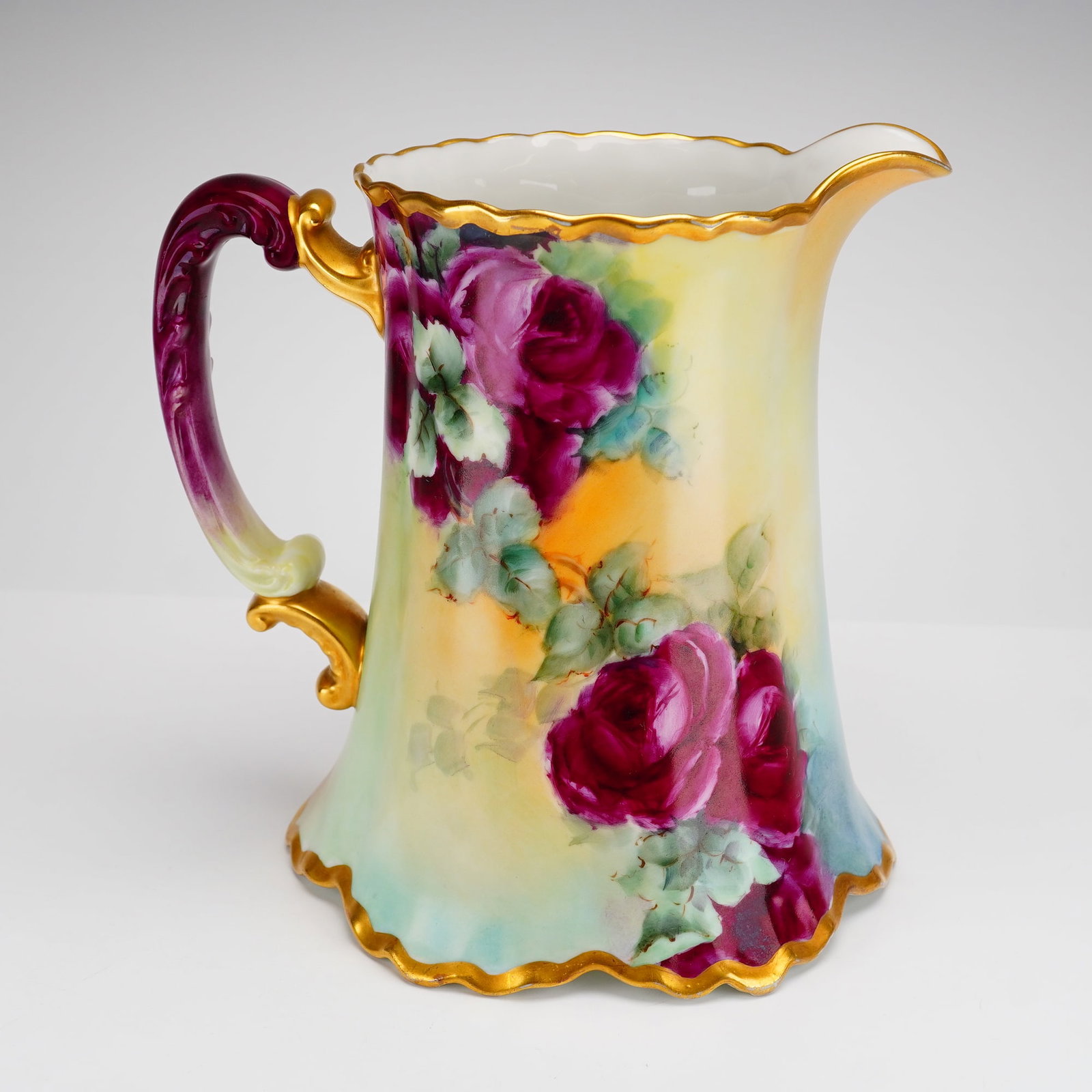 Haviland France Hand Painted Floral Porcelain Pitcher with Gold Trim (1 of 4)