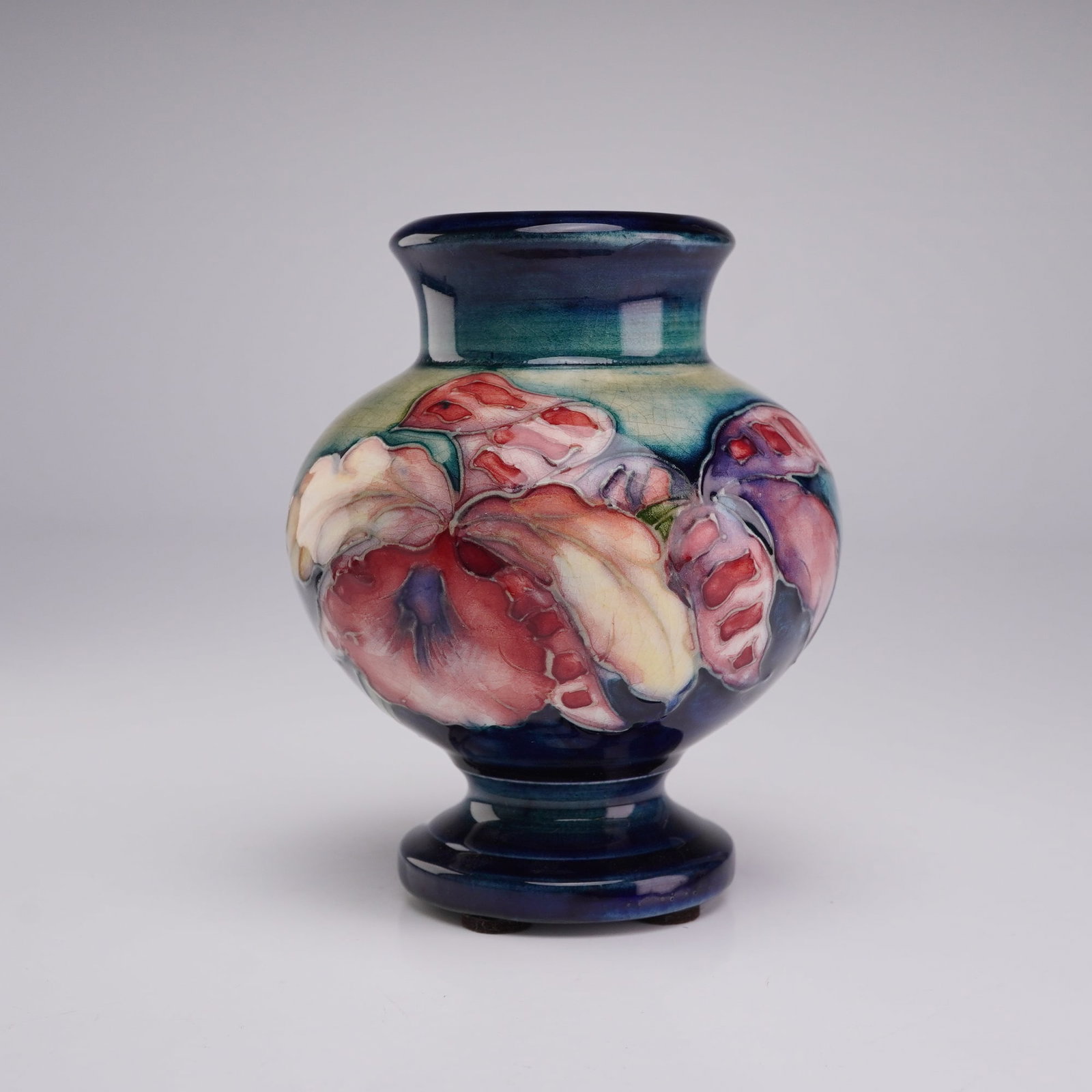Moorcroft Pottery Pedestal Bud Vase, Orchid and Spring Flowers (1 of 3)
