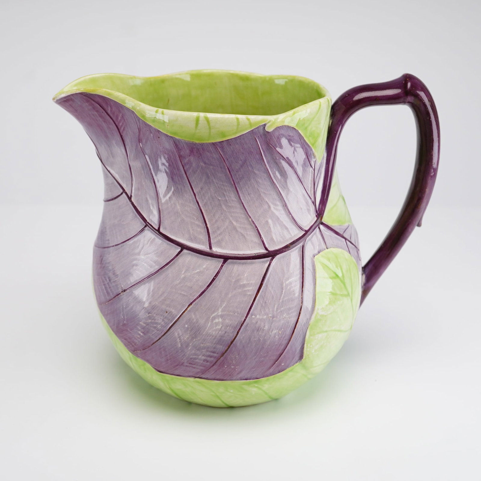 Wedgwood Rare Purple Majolica Cabbage Leaf Pitcher (1 of 4)