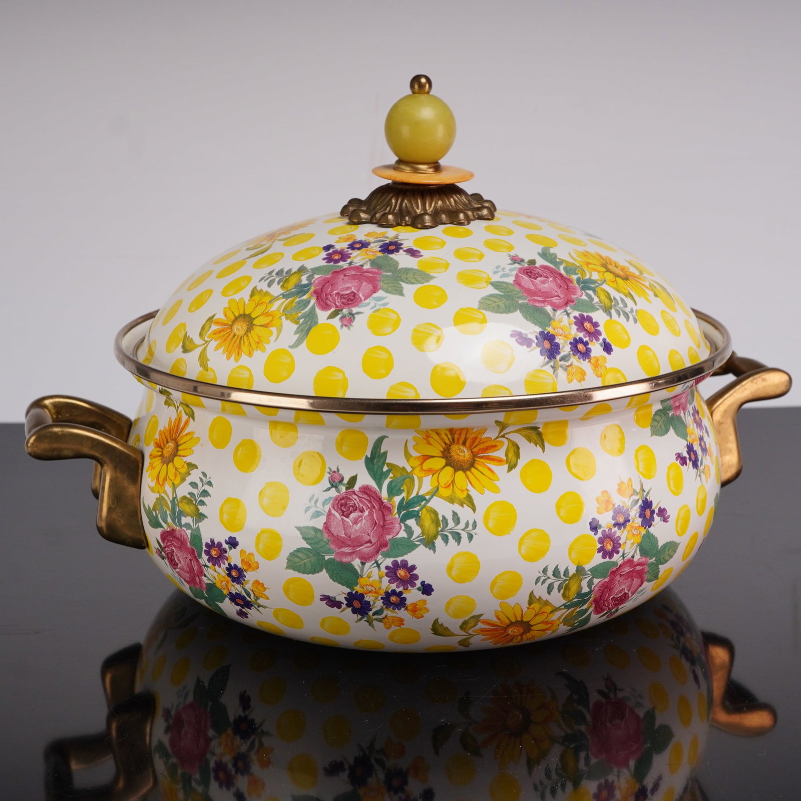 MacKenzie-Childs Enamelware Lidded Pot, Buttercup (1 of 3)