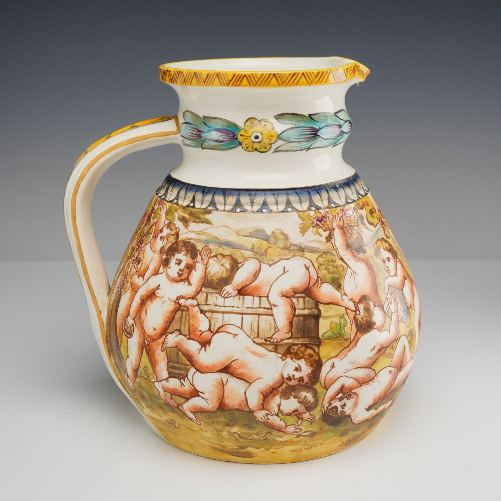 Majolica Pitcher Hand Painted (1 of 3)