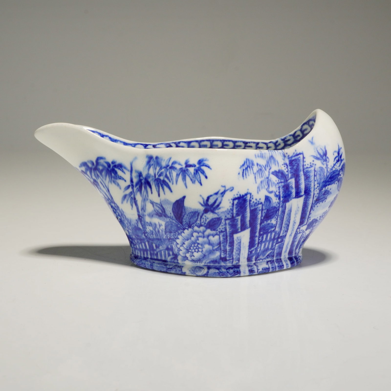 18th Century Bow Porcelain Factory Blue and White Small Pouring Vessel Sauceboat (1 of 4)