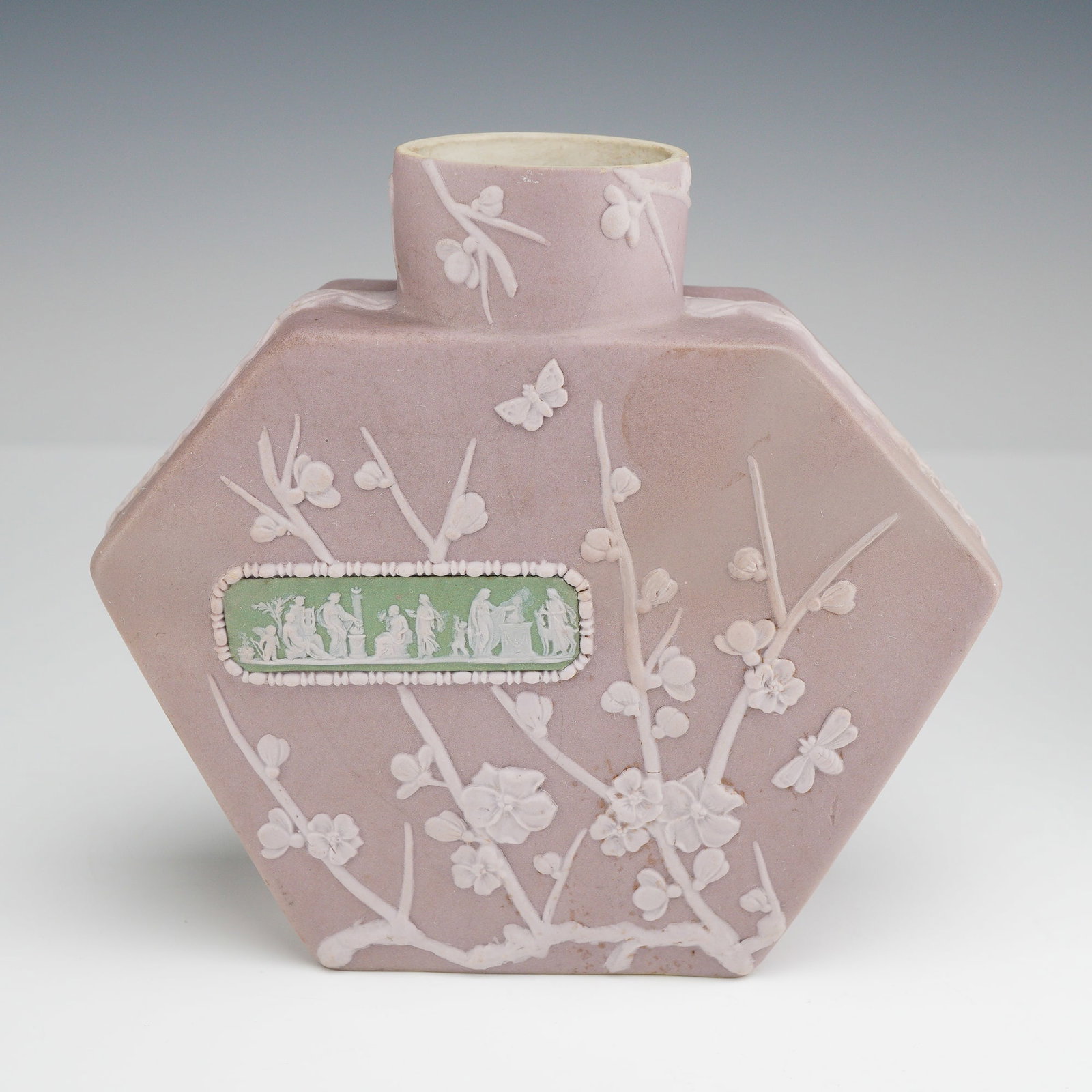 Wedgwood Tri-Color Lilac Jasperware Prunus Pattern Hexagonal Vase (1 of 3)