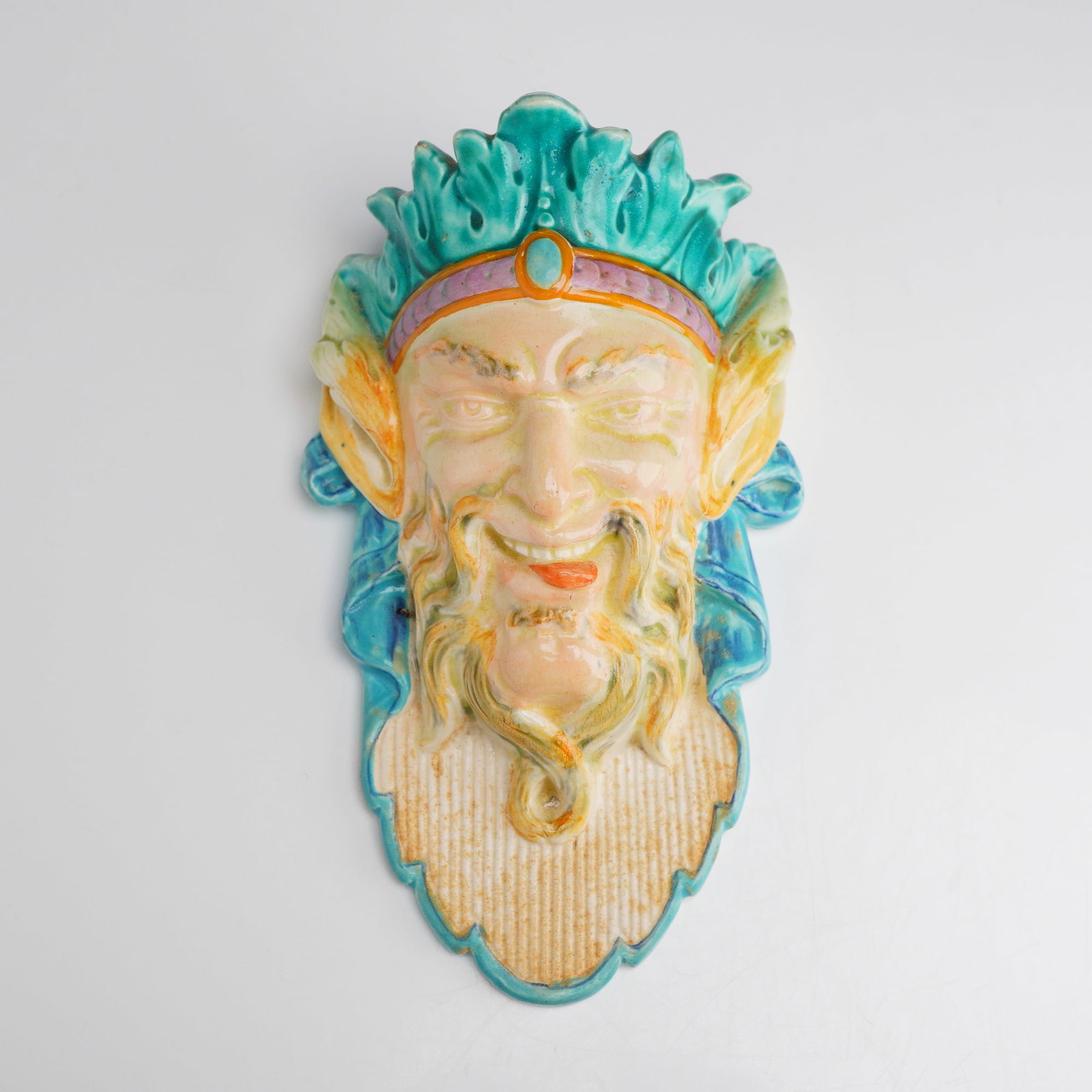 Wedgwood Rare Majolica Satyr Head Wall Mounted Match Striker, 1872 (1 of 4)