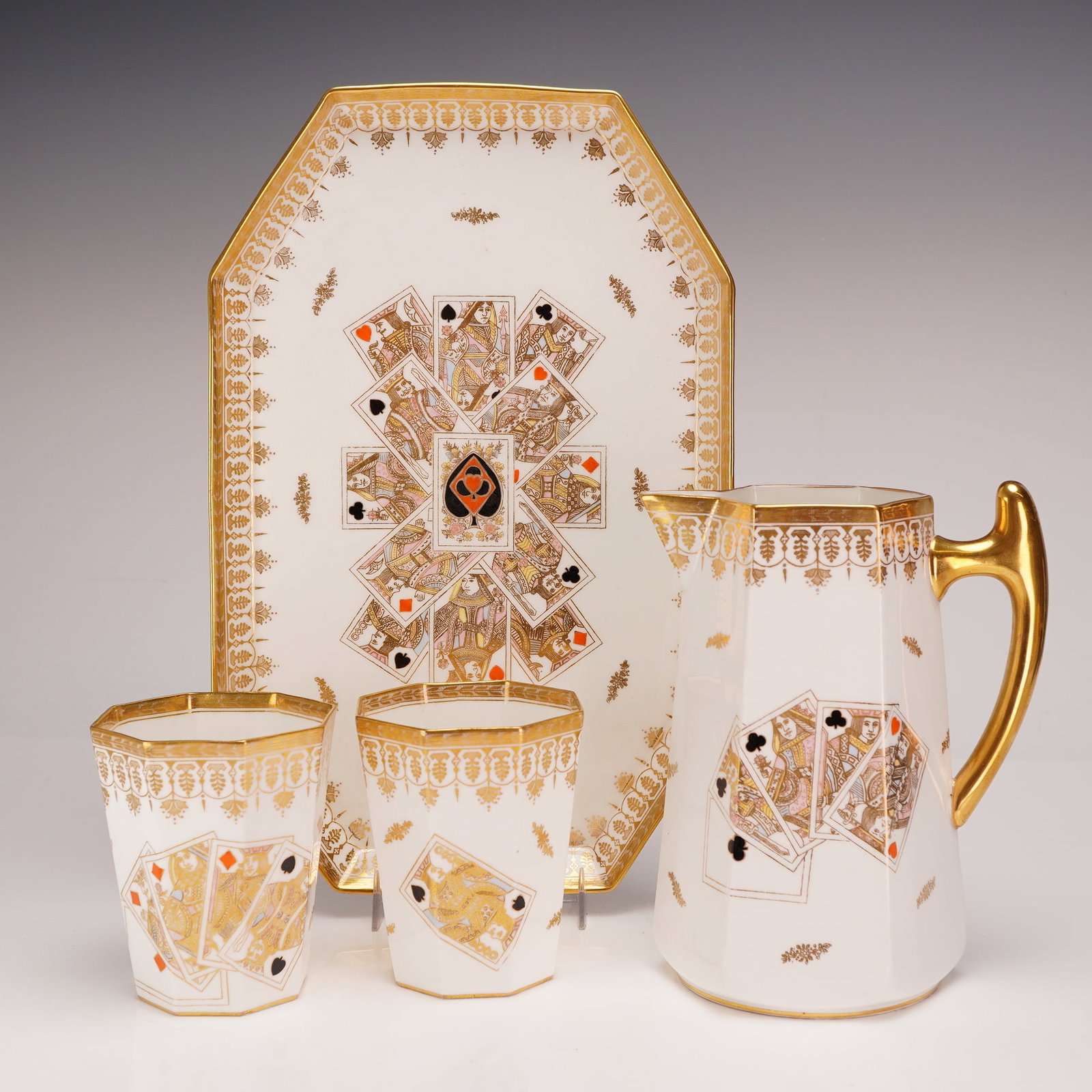 4pc Wedgwood Playing Card Series Pitcher, Tray and 2 Cups Tableware Set (1 of 3)