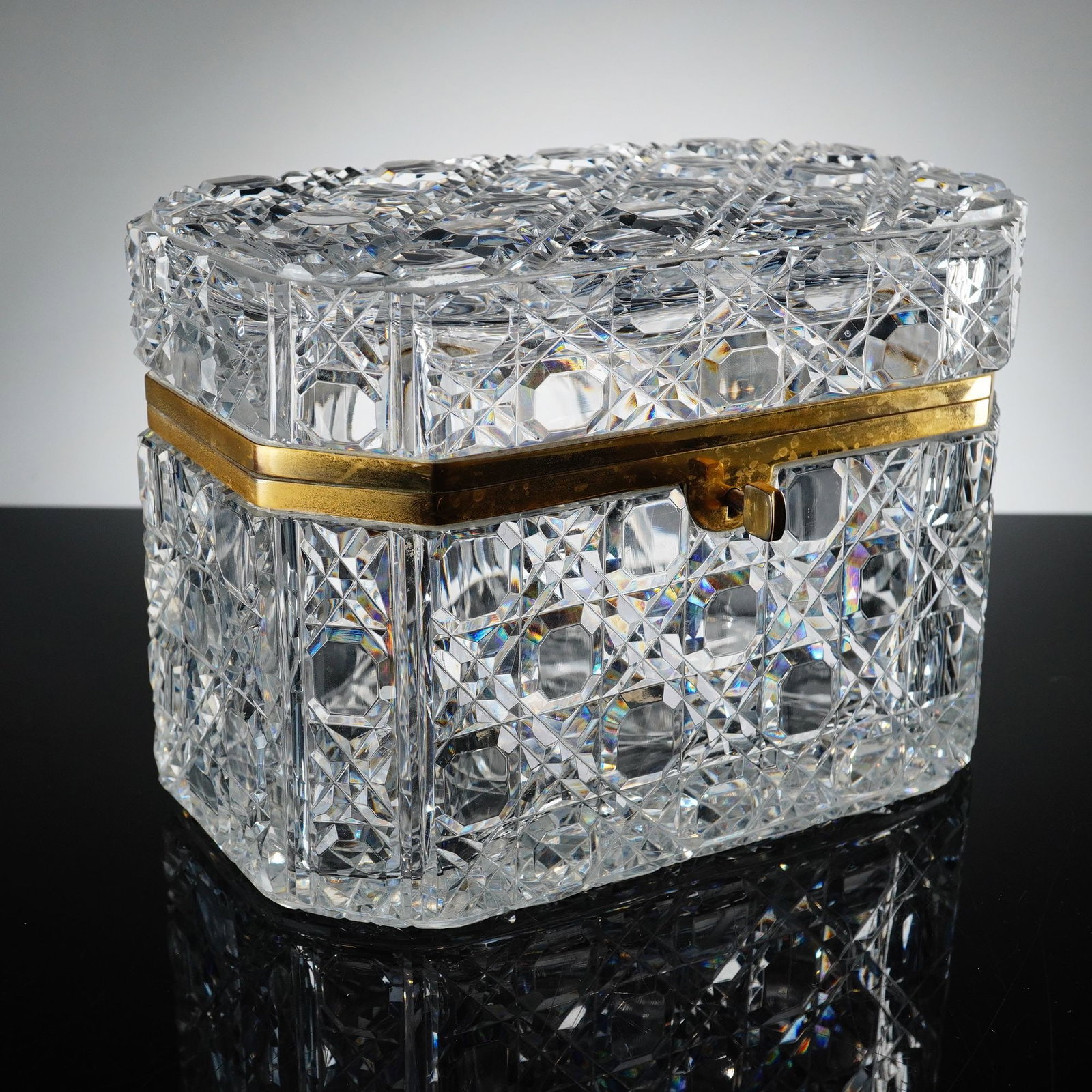 Baccarat Cut Crystal and Gilt-Metal Jewelry Casket with Key (1 of 5)