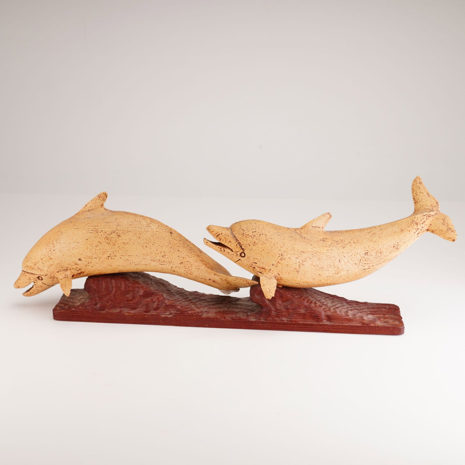 Robert I. Innis (American, 1893-1983) Carved Wood Sculpture, Dolphins, Signed (1 of 4)