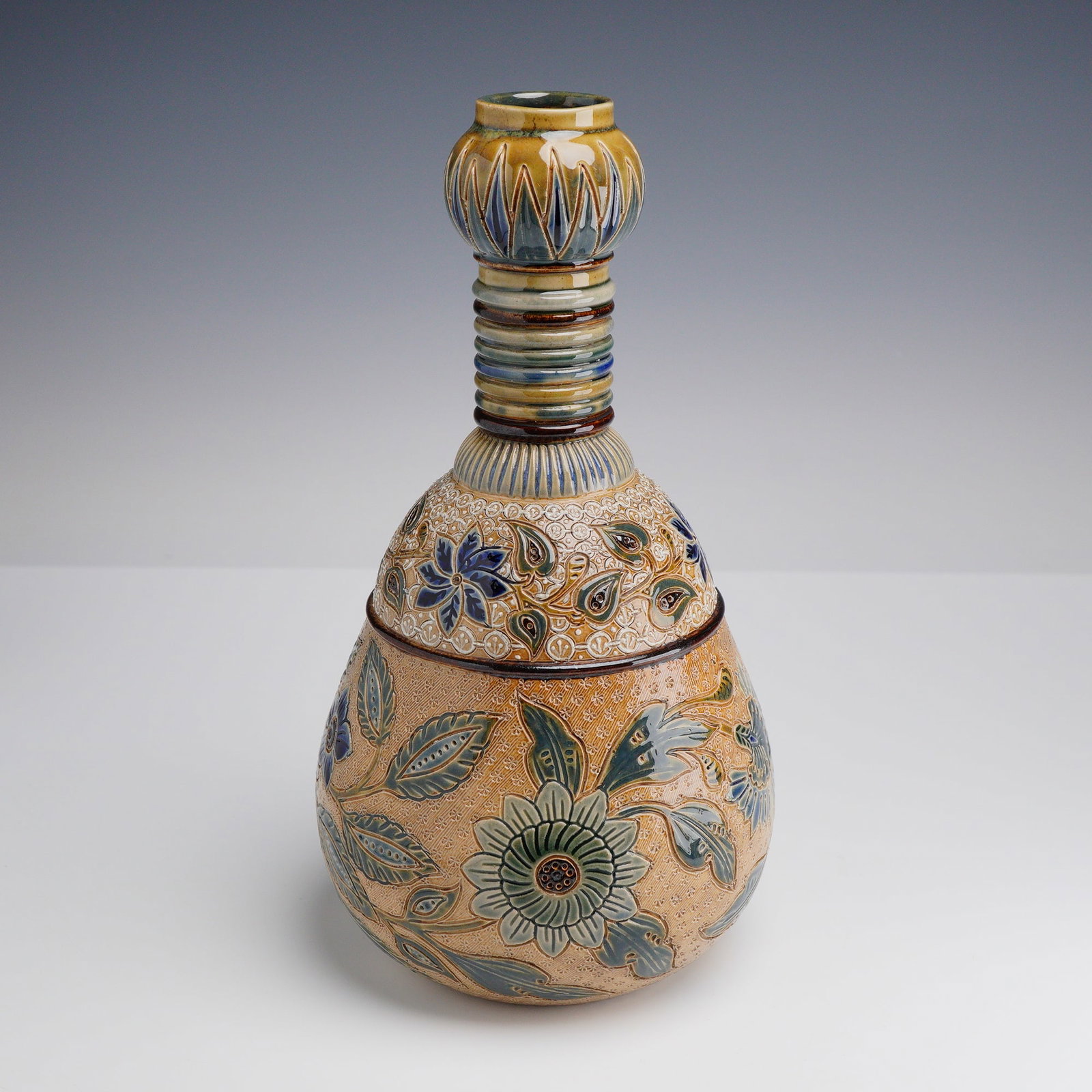 Doulton Lambeth Salt Glazed Stoneware Aesthetic Movement Floral Vase 1878 (1 of 3)