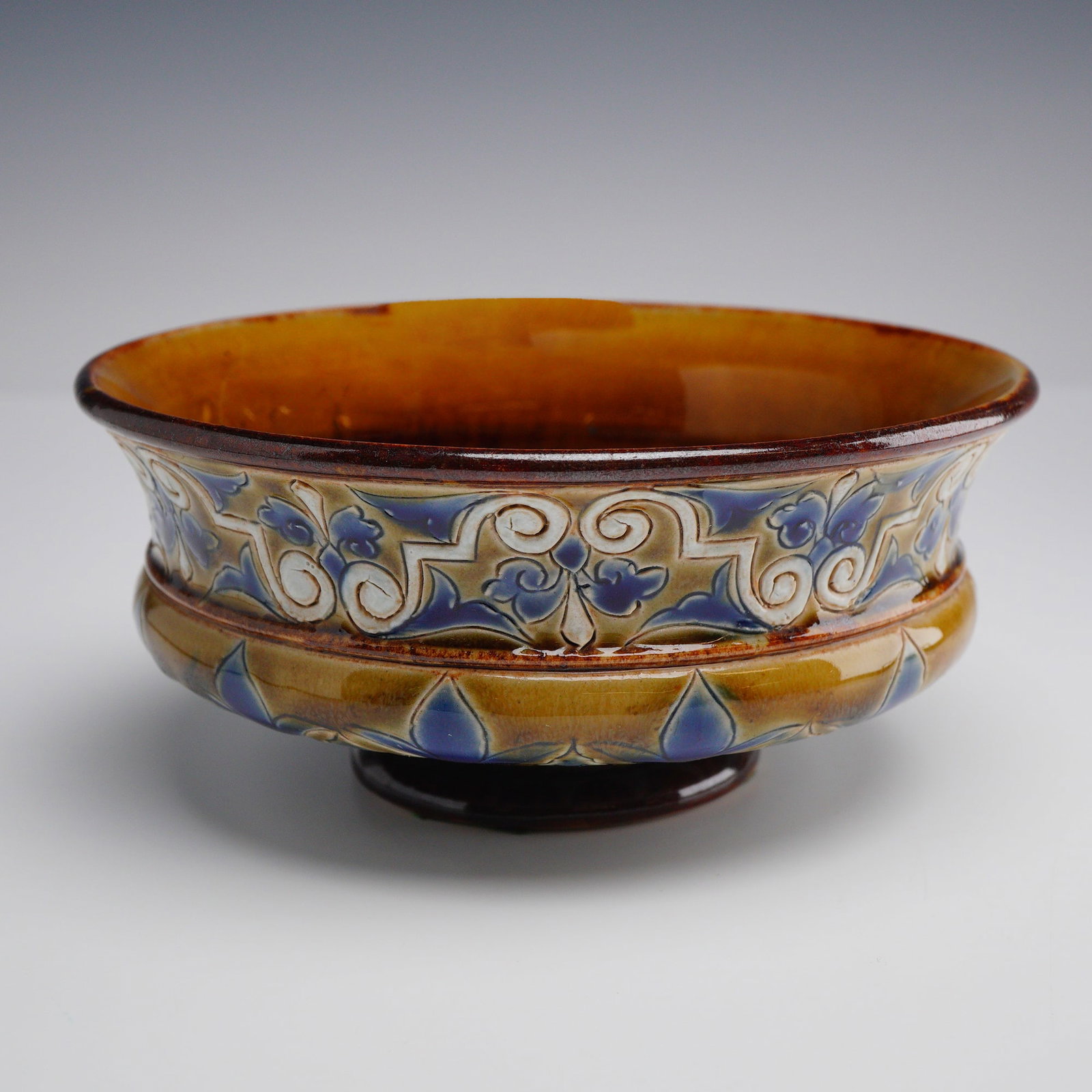 Doulton Lambeth Relief-Molded Stoneware Footed Bowl, 1884 (1 of 3)