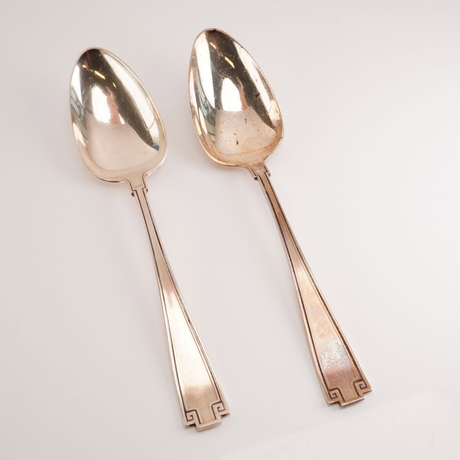 2pc Gorham Sterling Silver Oval Dessert Spoons, Etruscan (1 of 4)