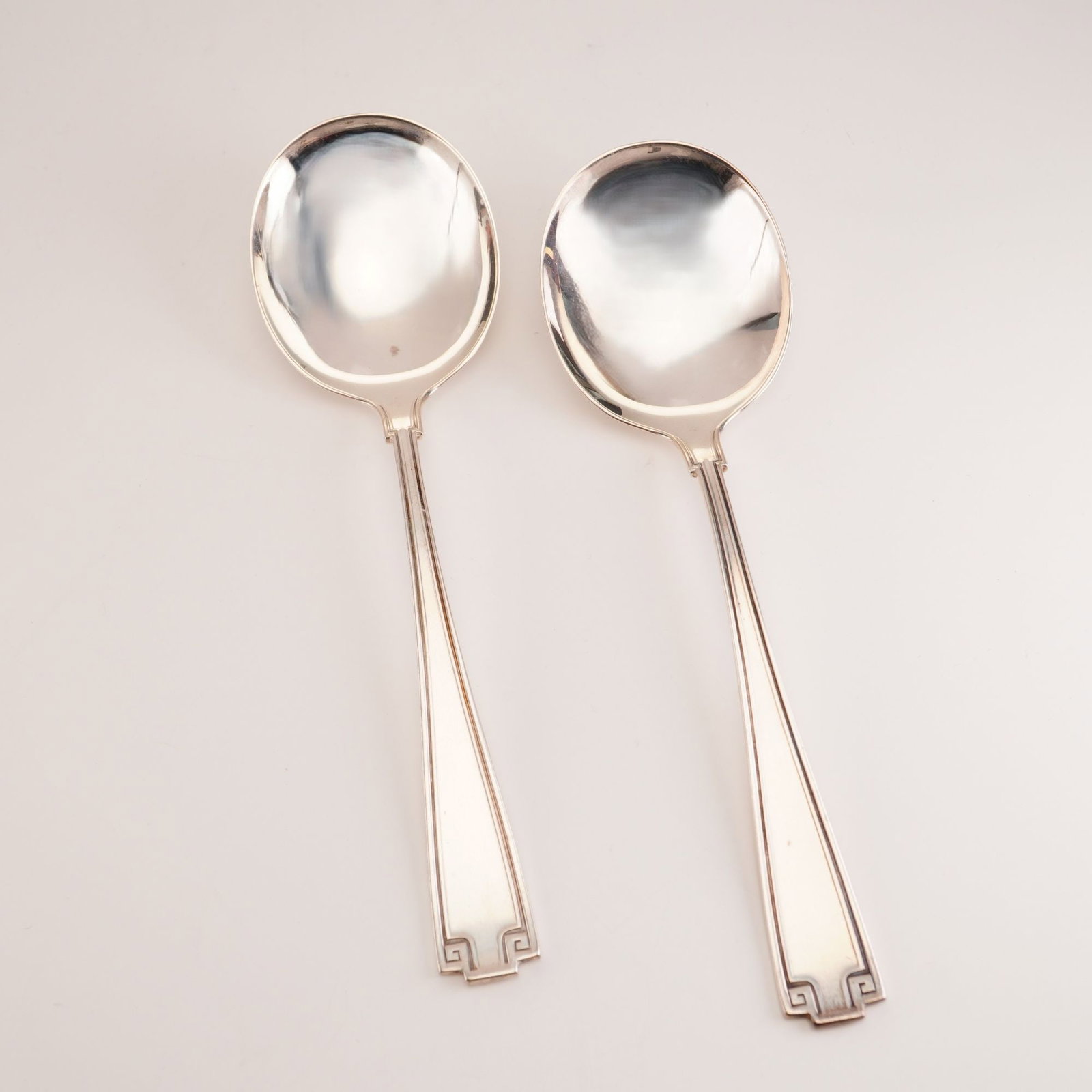 2pc Gorham Sterling Silver Round Soup Spoons, Etruscan (1 of 4)