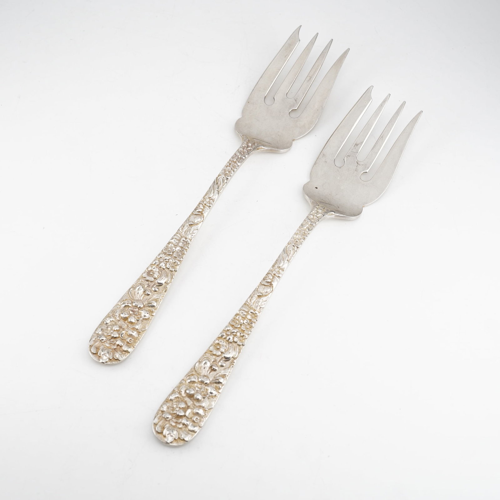 2pc Kirk Stieff Sterling Silver Salad Forks, Stieff Rose (1 of 4)
