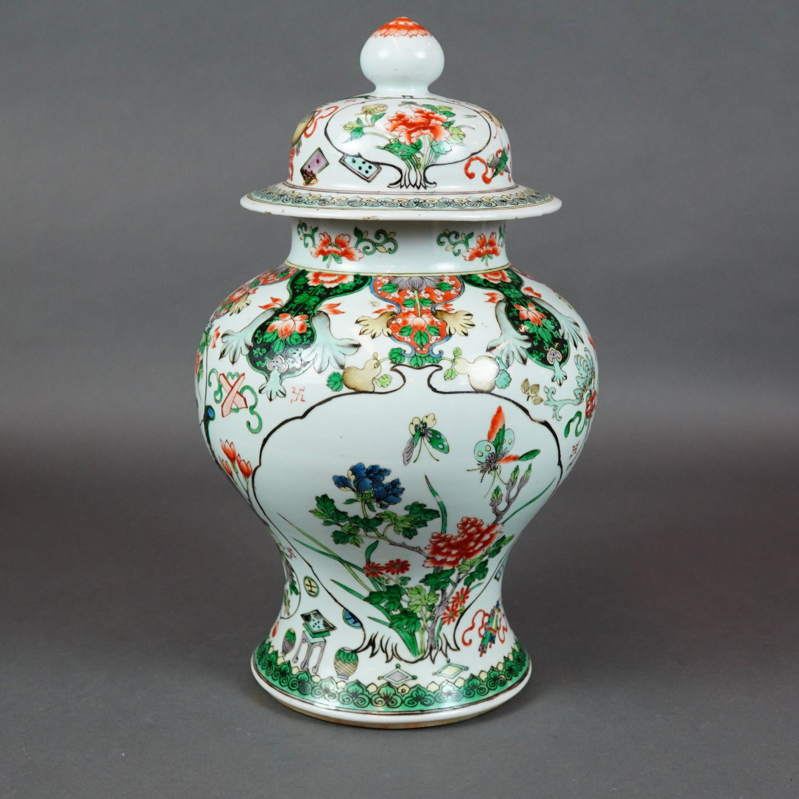 Chinese Famille Verte Porcelain Lidded Ginger Jar (1 of 4)