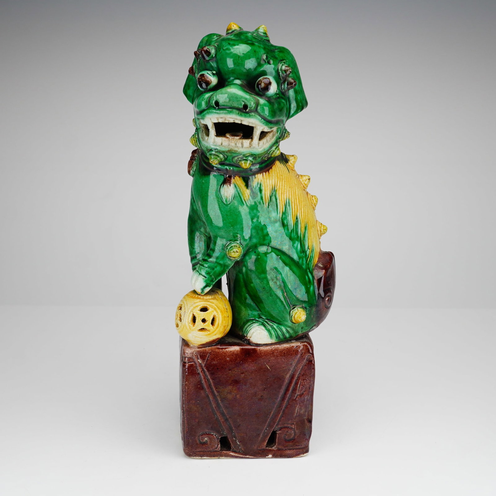 Chinese Sancai-Glazed Ceramic Foo Dog Figurine (1 of 3)