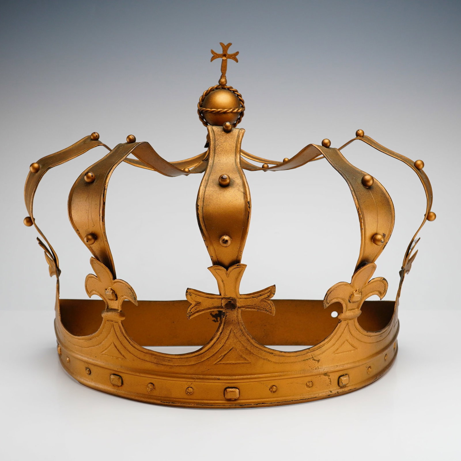Vintage Italian Gilt Wrought Iron Wall-Mounted Decorative Bed Crown, 1956 (1 of 5)