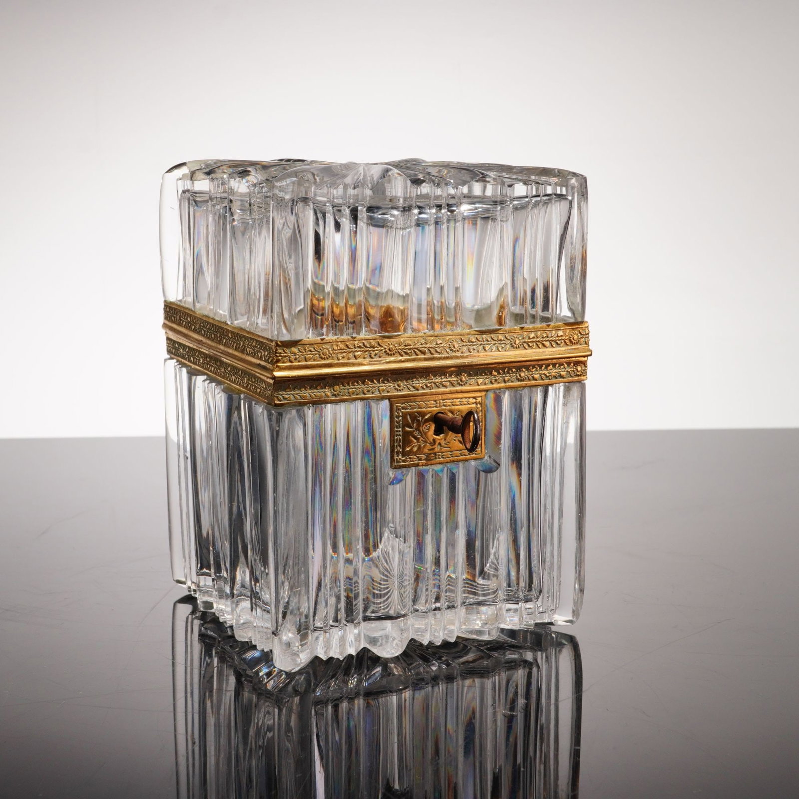 French Cut Crystal Casket Box with Key (1 of 4)