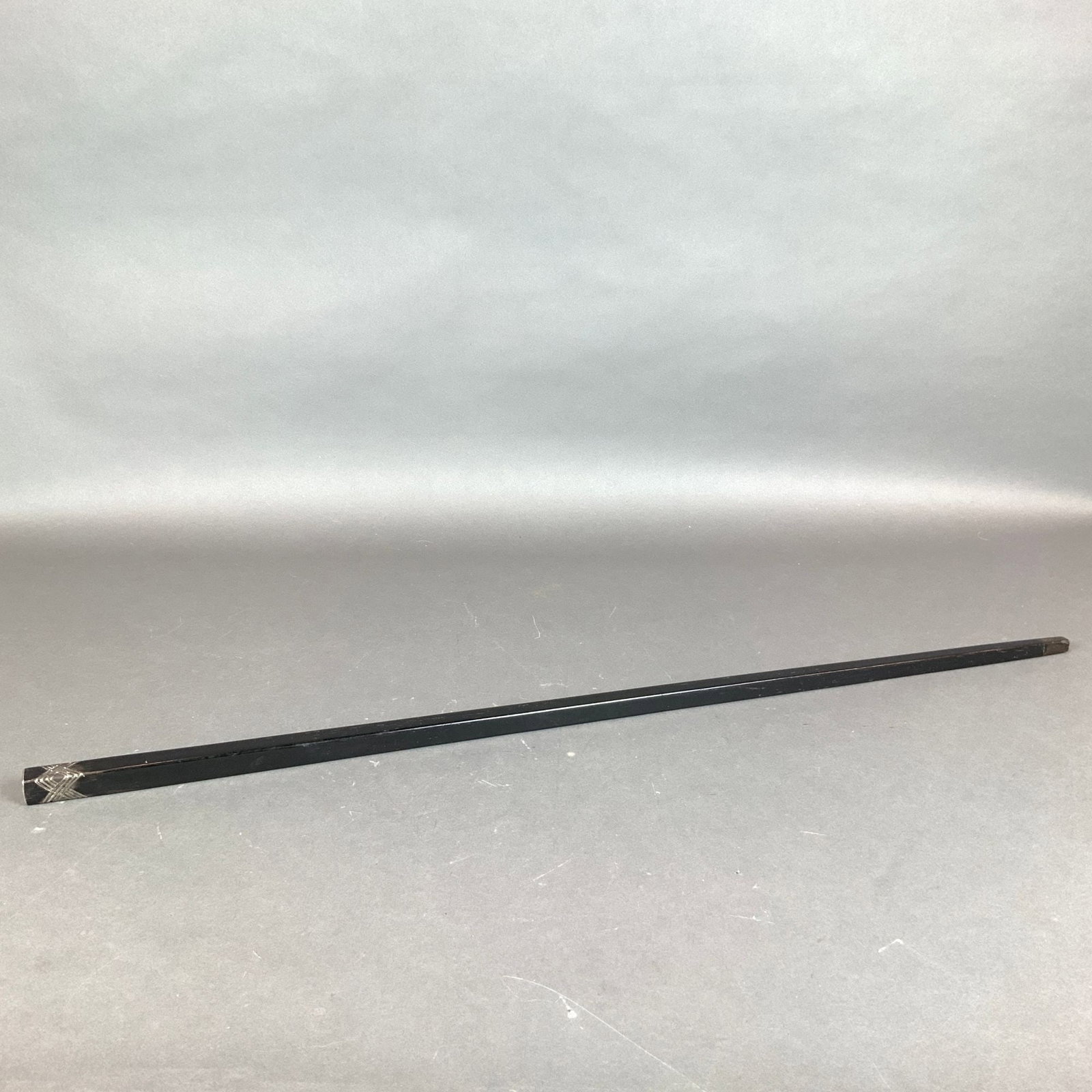 Black Hardwood Walking Cane with Stylized Geometric Mount (1 of 5)