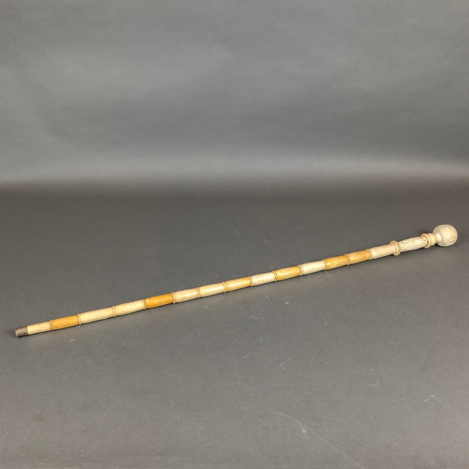 Carved Bone Handle Walking Cane with Multi-Segment Shaft - 2