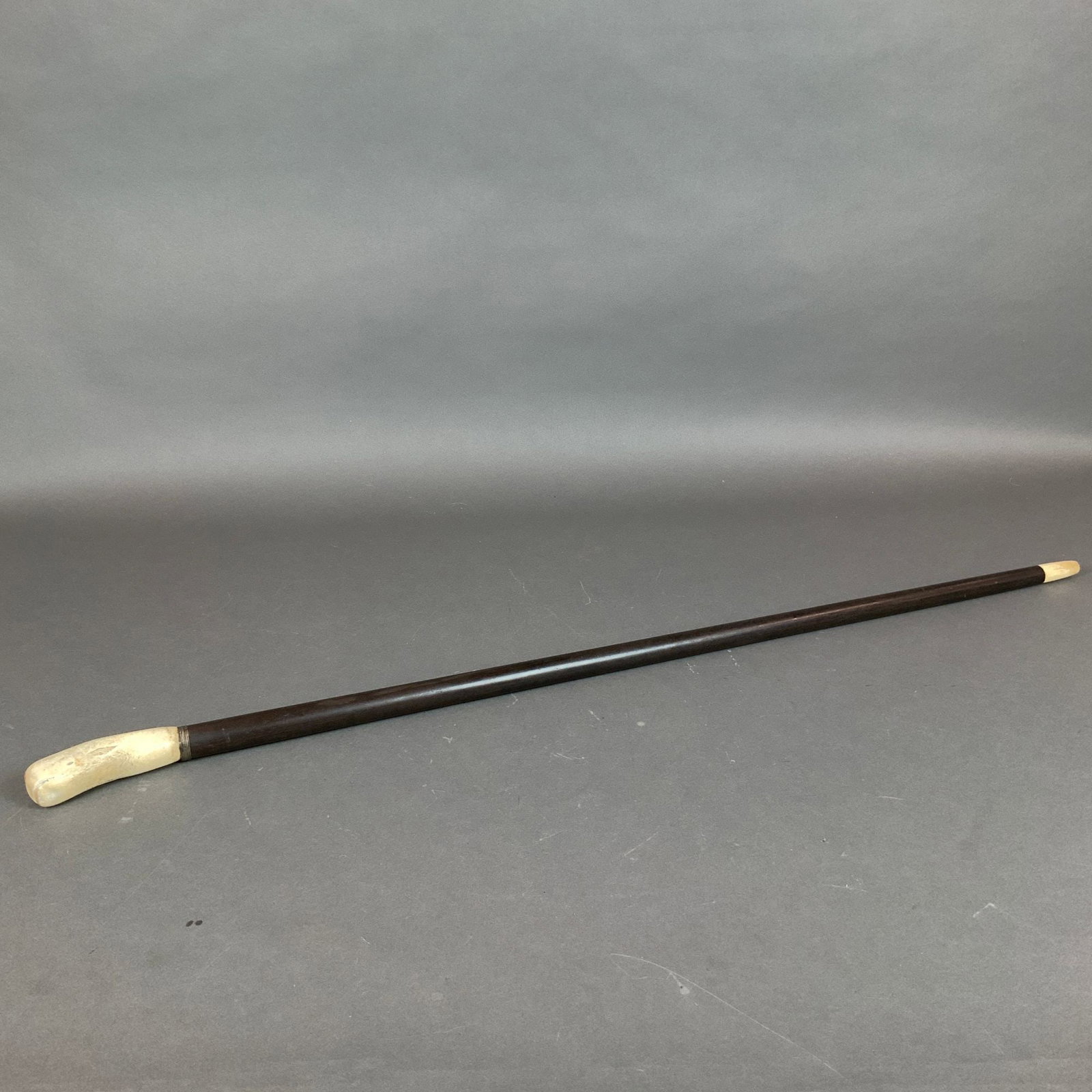Maritime Bone and Wood Cane with Carved Whale Handle (1 of 4)