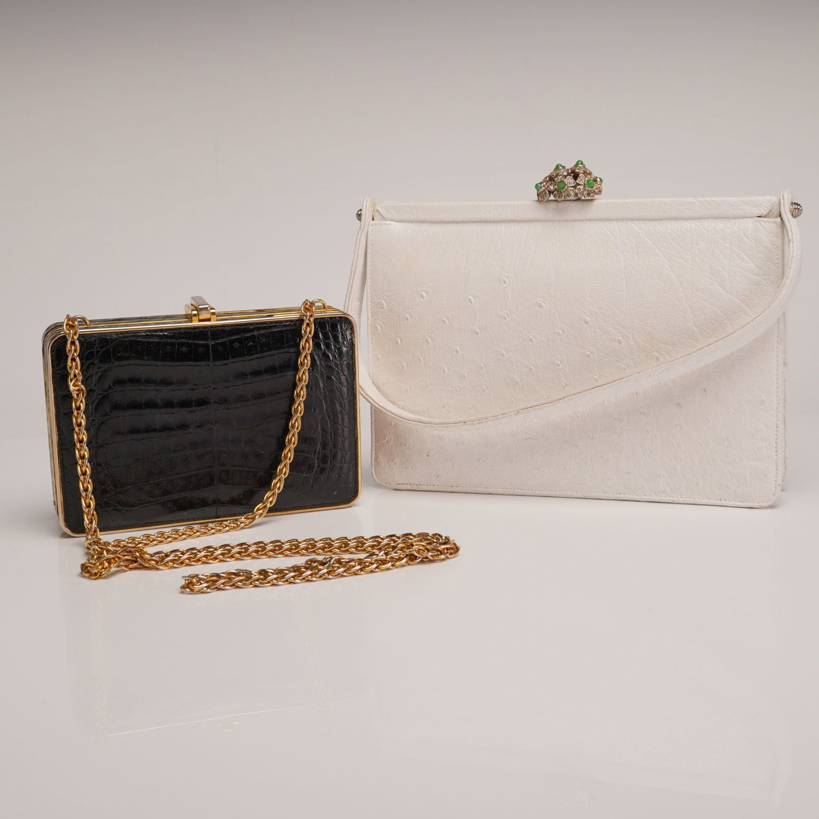 Two Vintage Exotic Skin Handbags Including Koret Ostrich and Florence Leather School Crocodile (1 of 5)