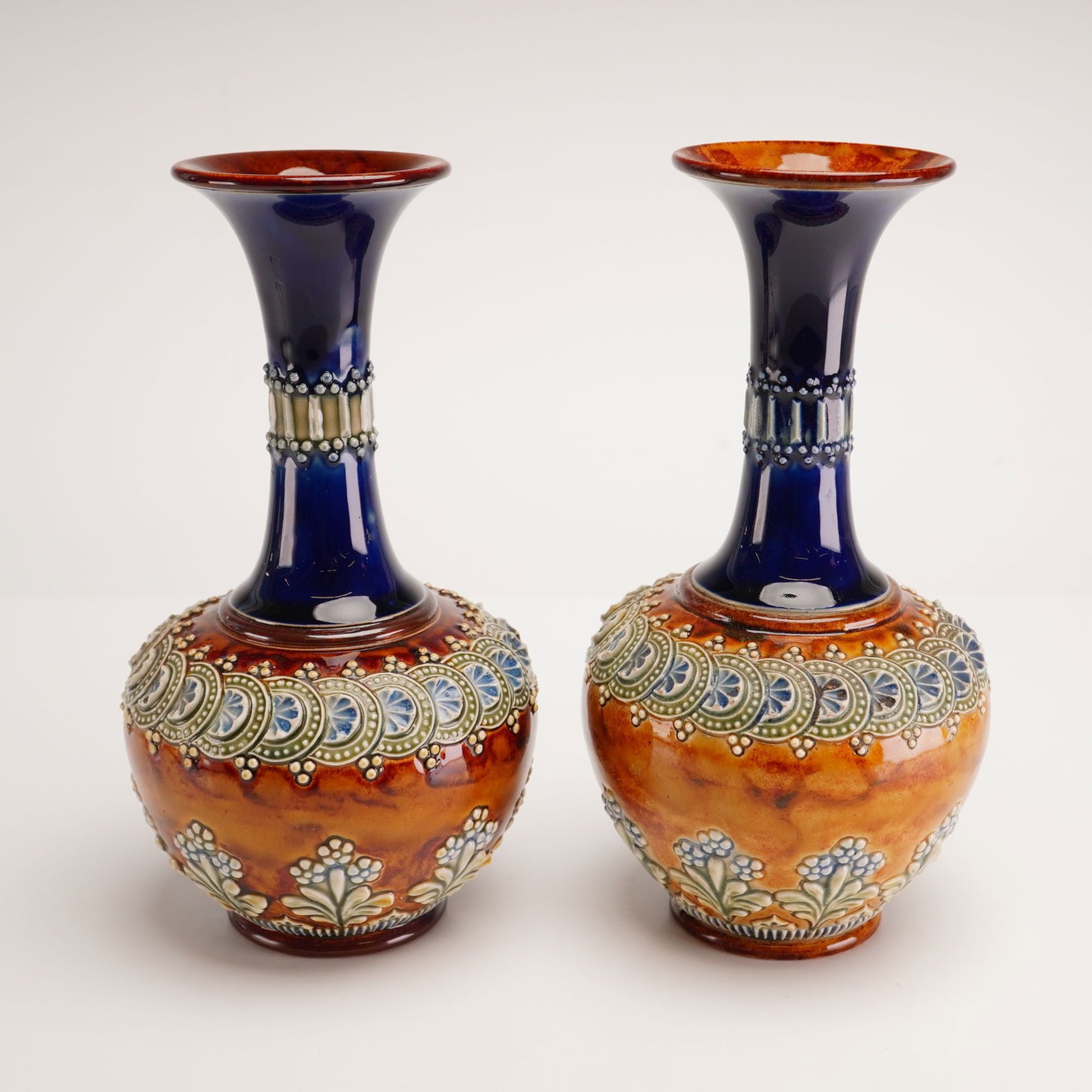 Pair of Doulton Lambeth Stoneware Art Pottery Vases (1 of 3)
