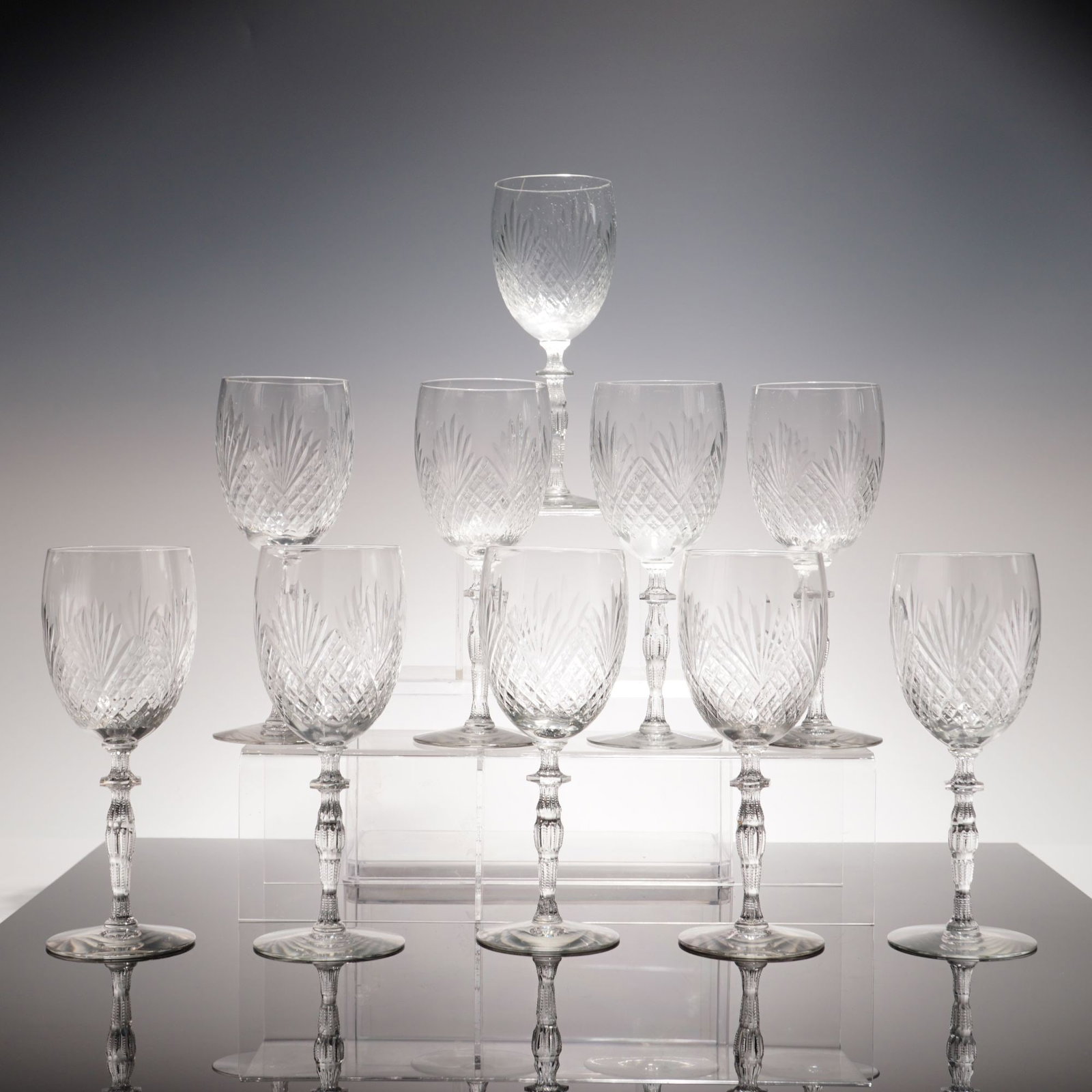 10pc Vintage Cut Lead Crystal Wine Glasses (1 of 3)