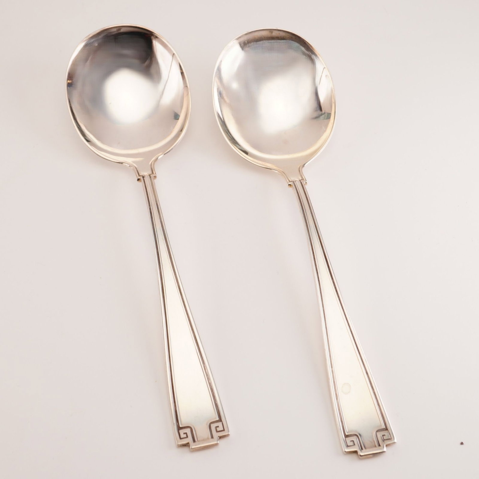 2pc Gorham Sterling Silver Round Soup Spoons, Etruscan (1 of 4)
