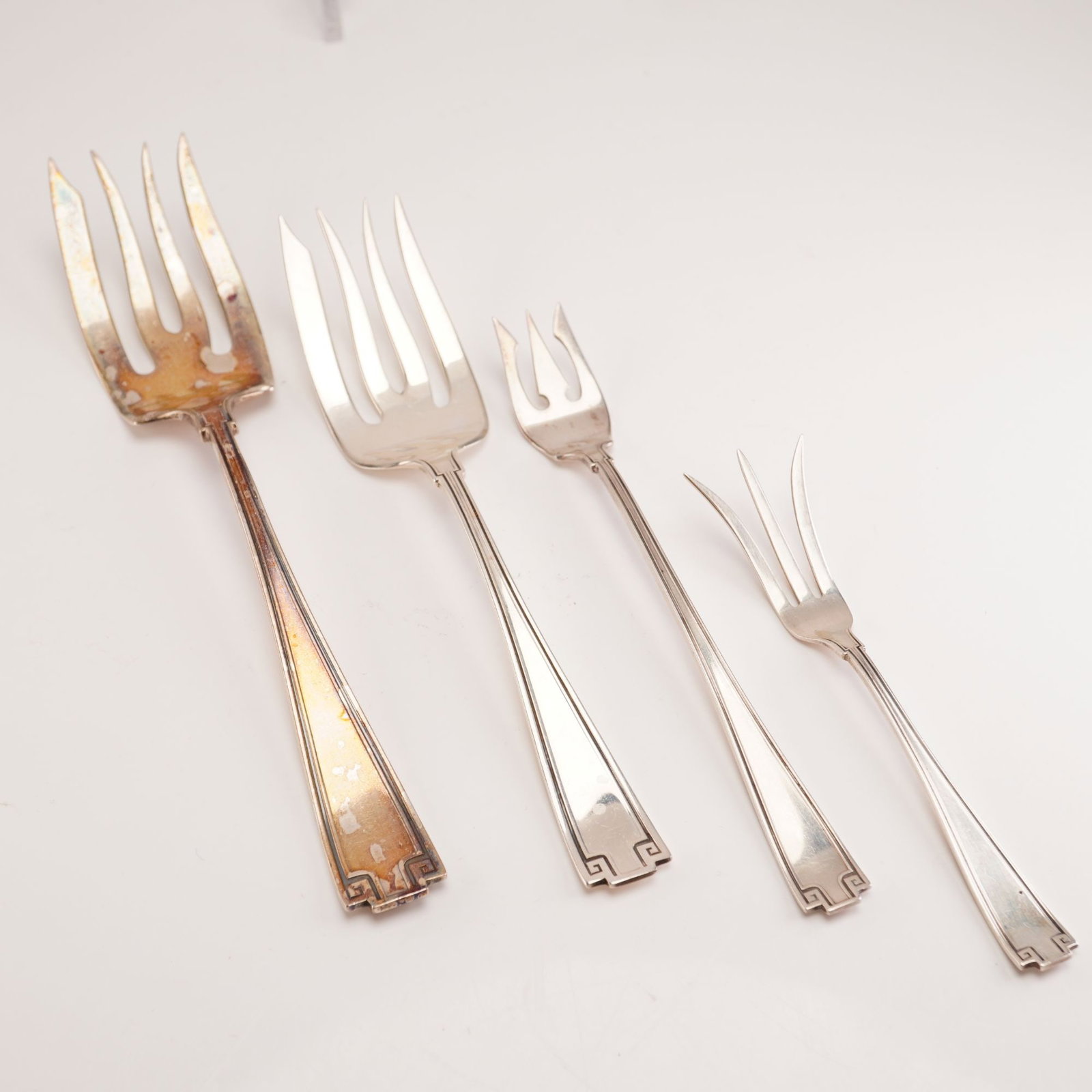 4pc Gorham Sterling Silver Serving Forks, Etruscan (1 of 4)