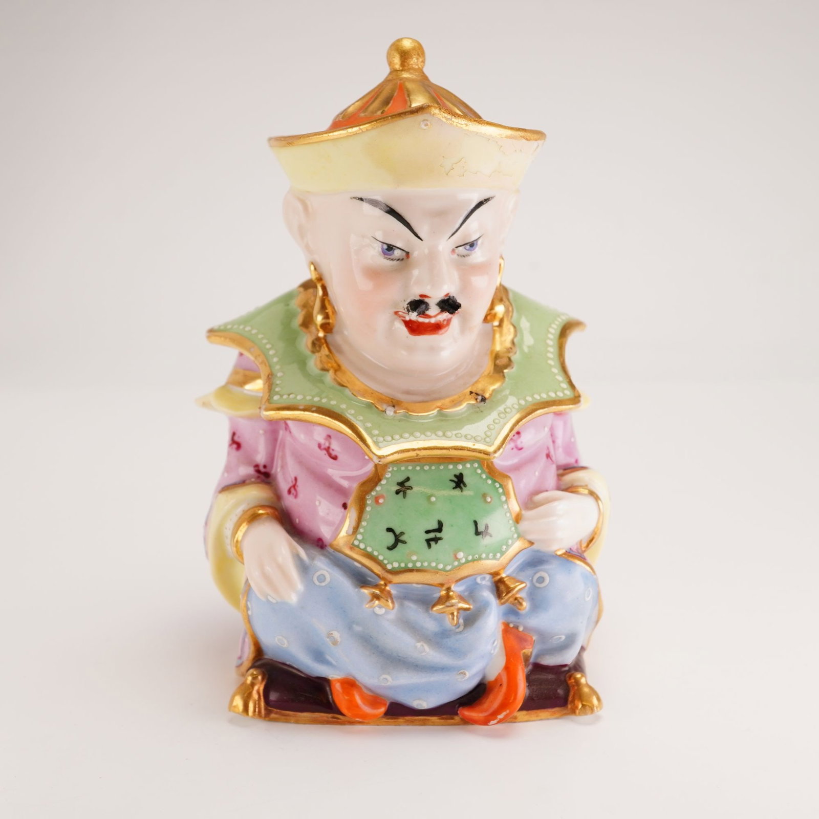 Chinoiserie Lidded Porcelain Seated Chinese Man Figure (1 of 4)