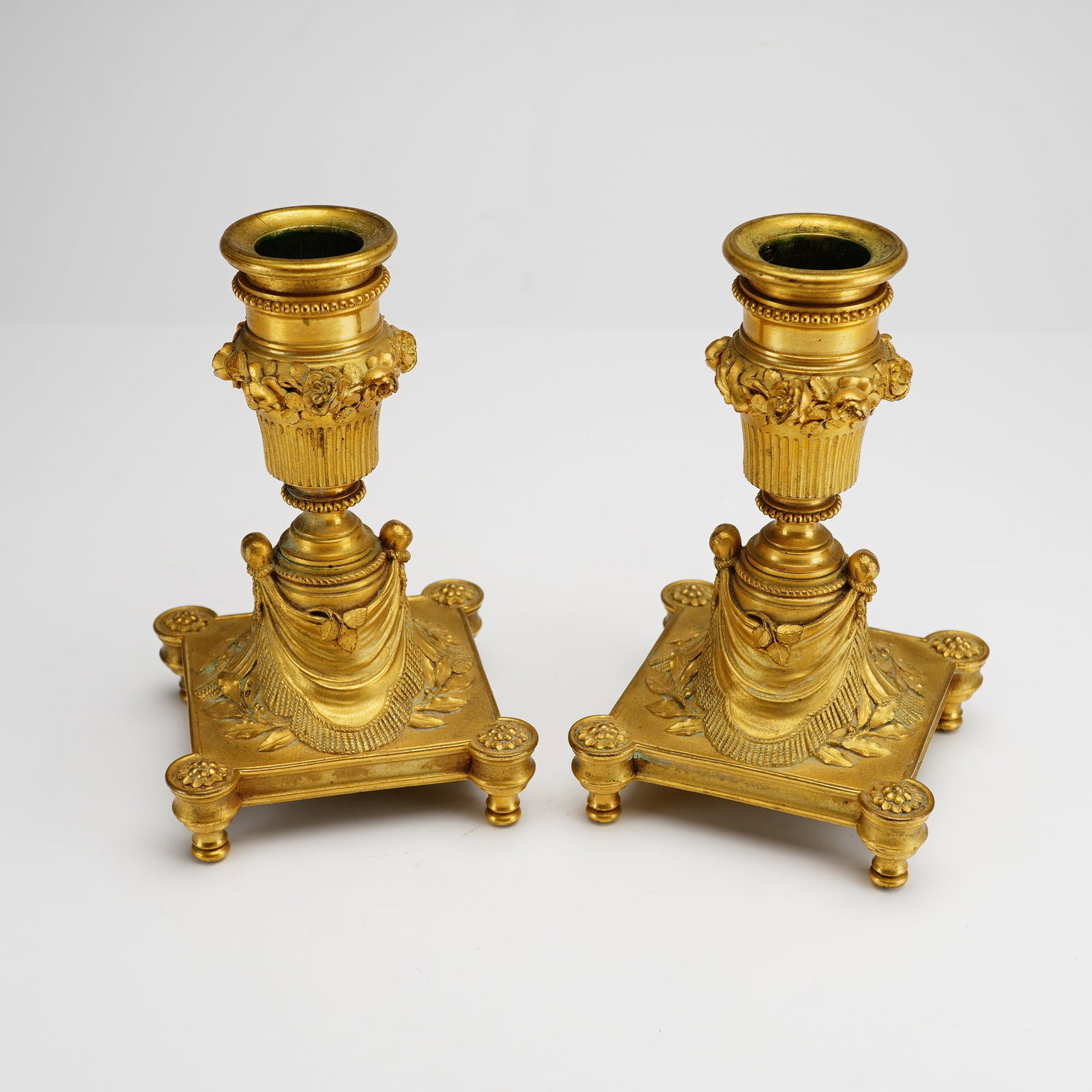 Pair of French Gilt Bronze Ormolu Candlesticks (1 of 3)
