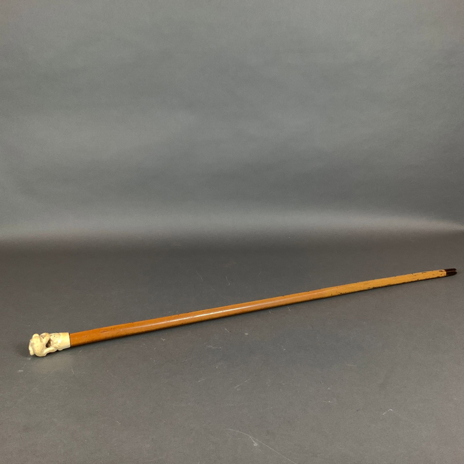 Carved Bone Monkeys Handle Walking Cane (1 of 4)