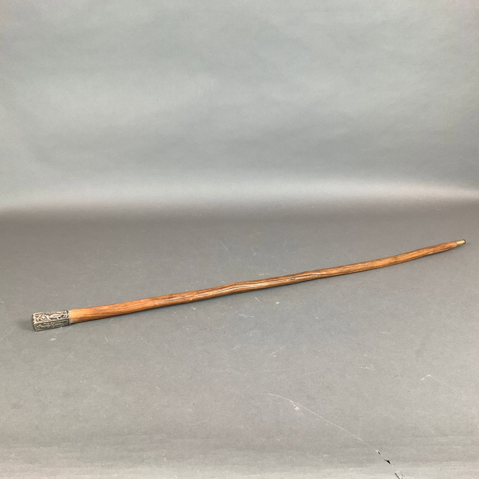Neoclassical Silver Toned Art Handle Wooden Walking Cane (1 of 4)
