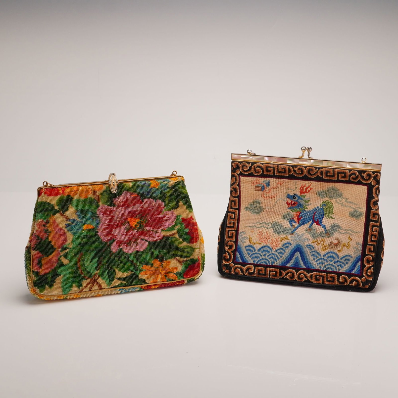 Two Vintage Evening Bags Featuring Needlepoint and Beaded Embroidery (1 of 4)