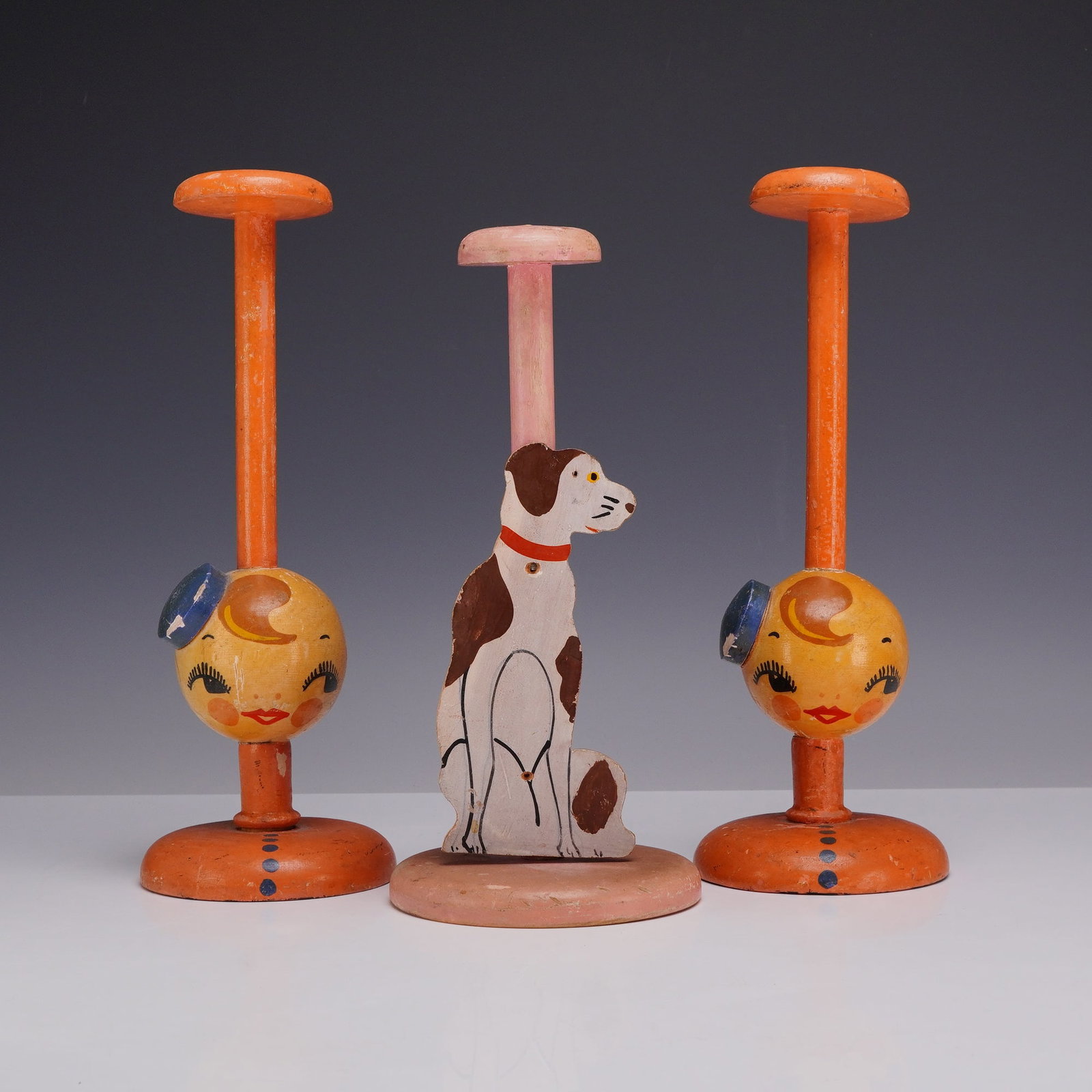 Three Vintage Painted Wooden Hat Stands (1 of 3)