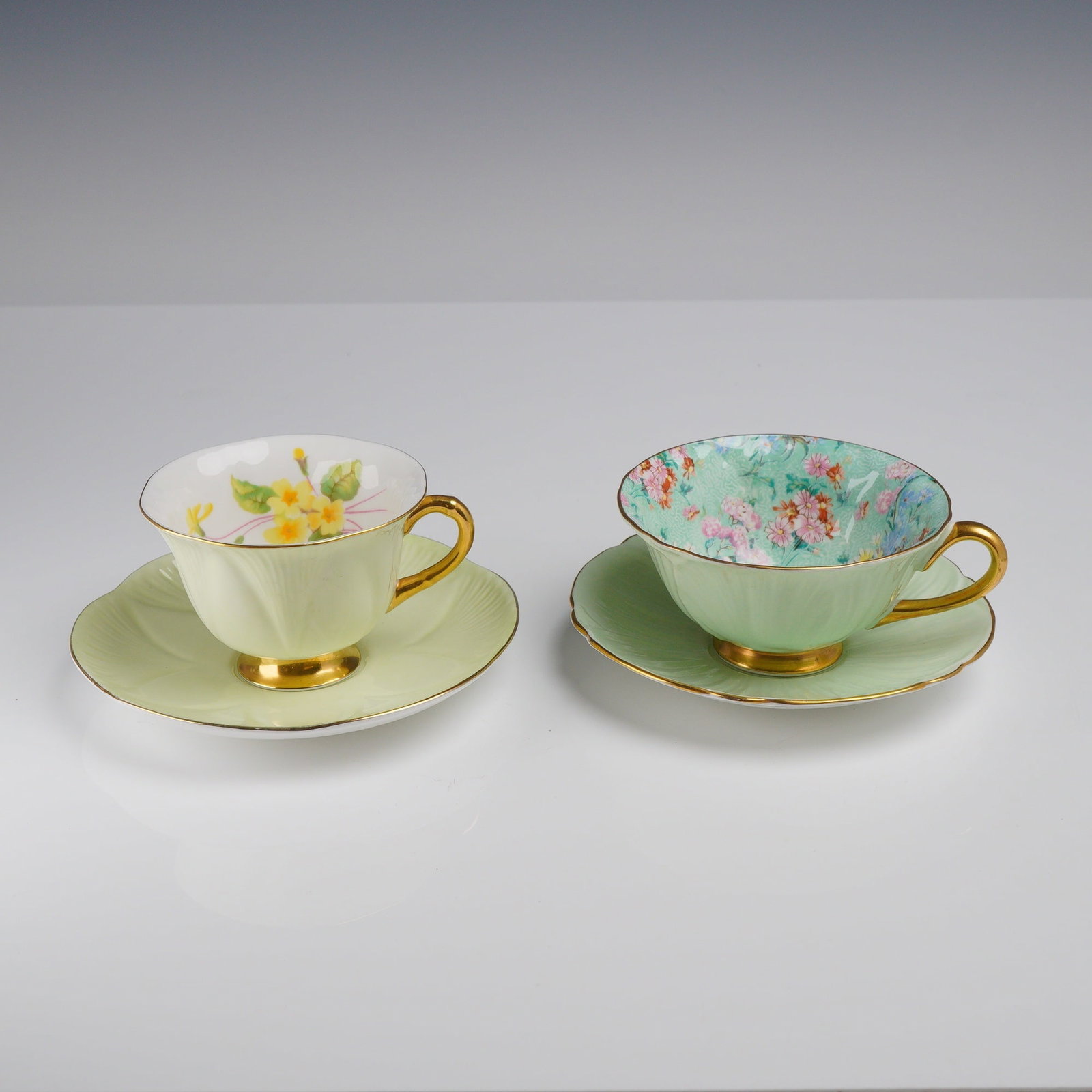 4pc Shelley Fine Bone China Teacup and Saucer Sets, Primrose, Oleander (1 of 3)