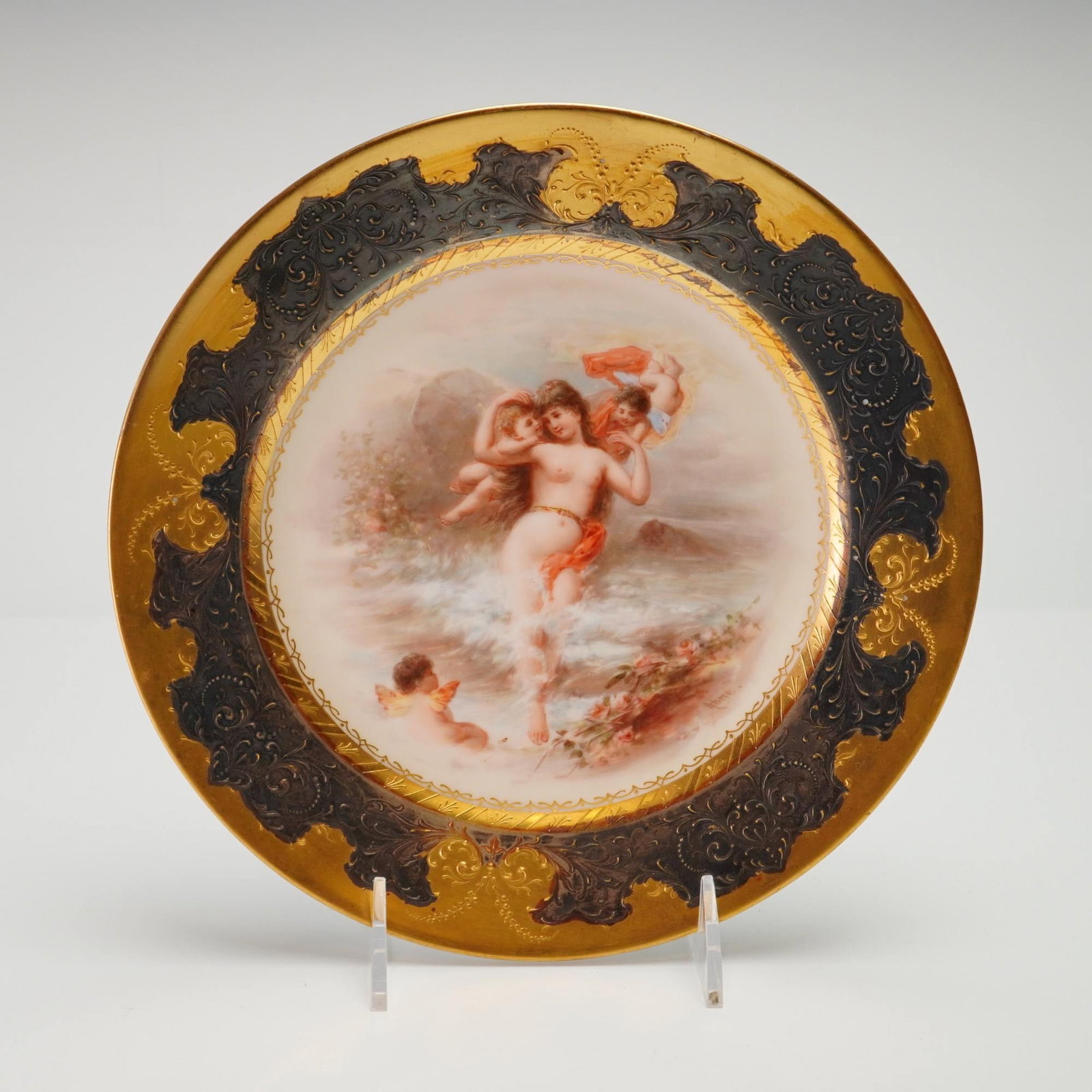 Royal Vienna Style Hand-Painted Porcelain Cabinet Plate (1 of 4)