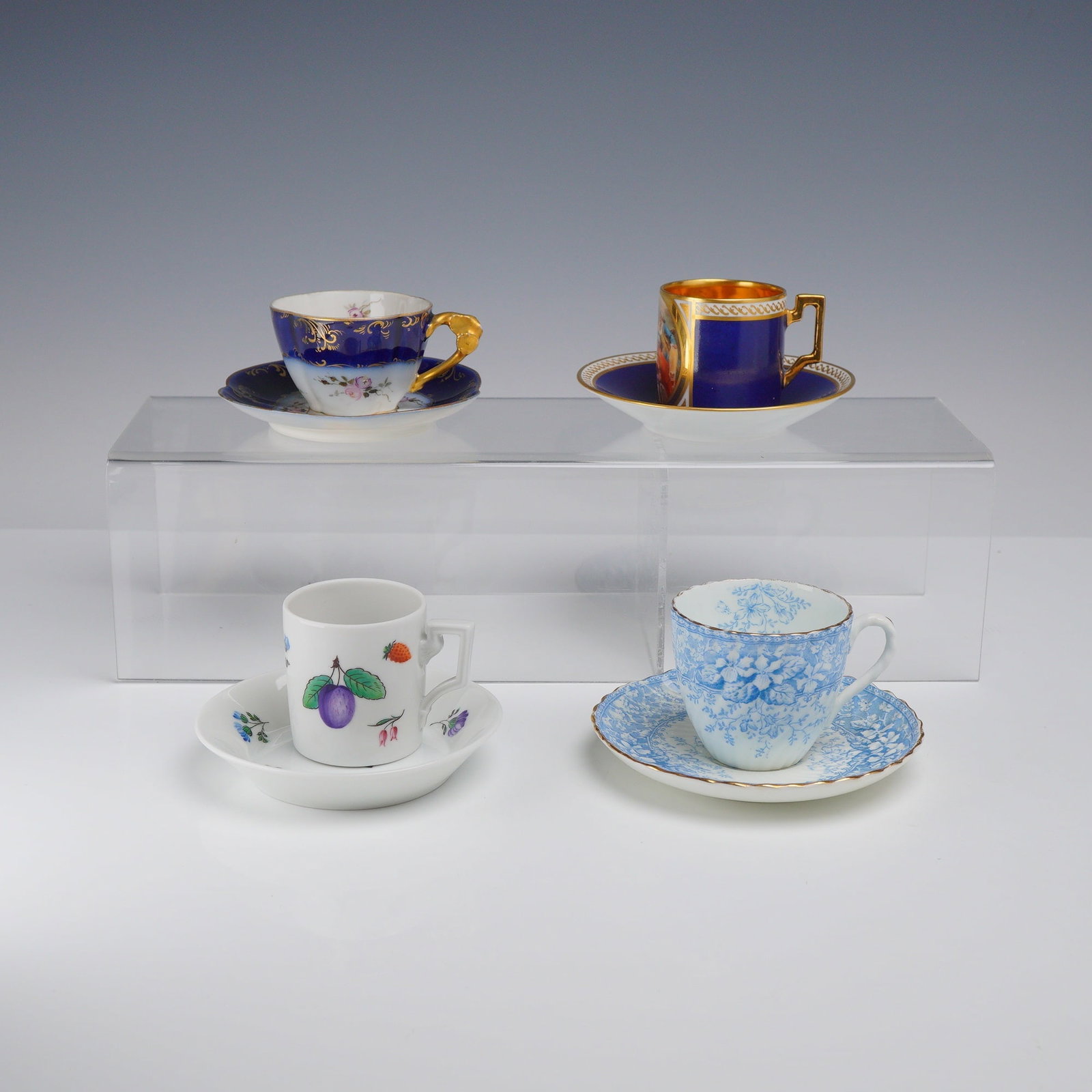 8pc Pairpoint, Richard Ginori, Austrian, and Violet and Thorn Porcelain Cup and Saucer Sets (1 of 3)