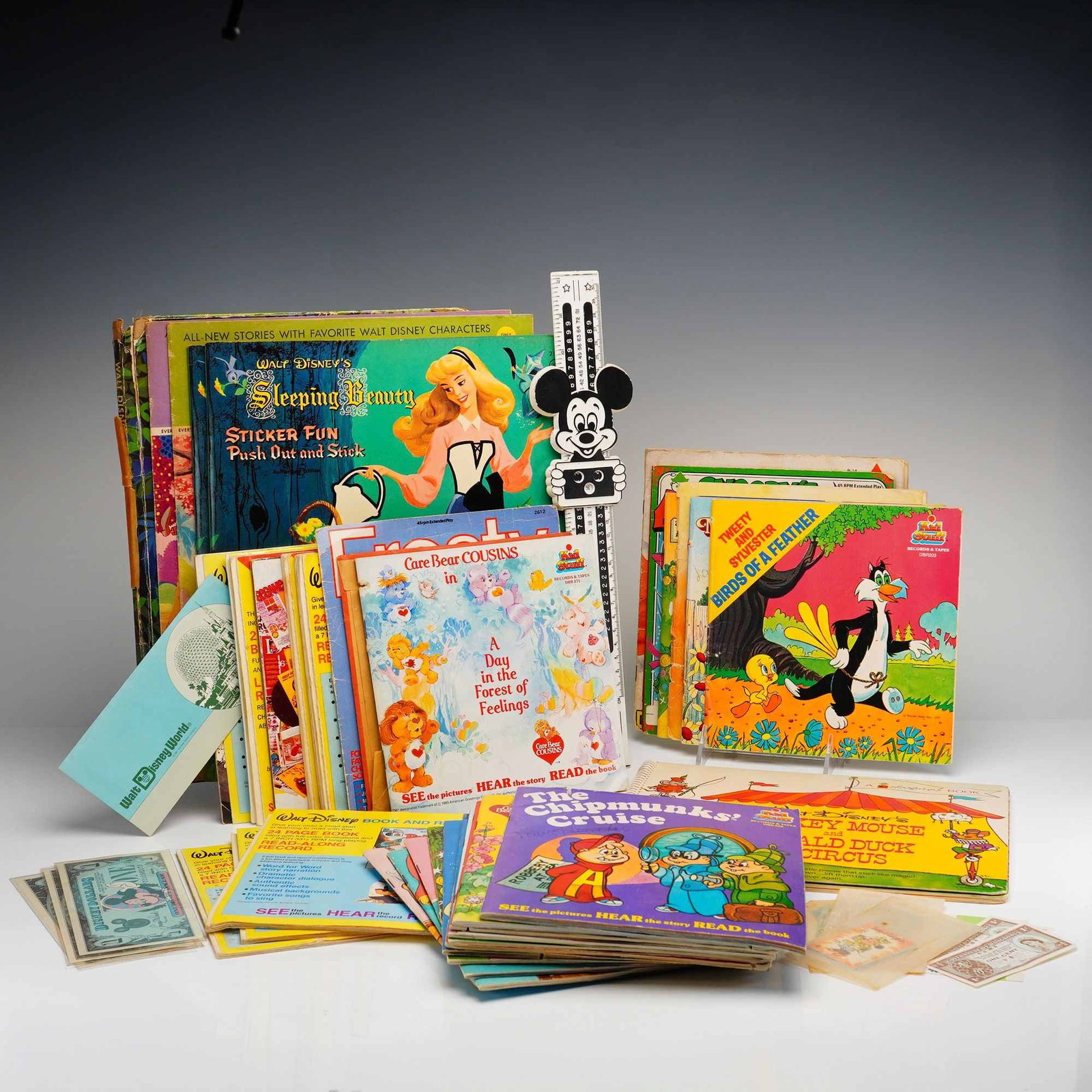 A Collection of Vintage Children's Read-Along Books, Records, and Disney World Ephemera (1 of 3)
