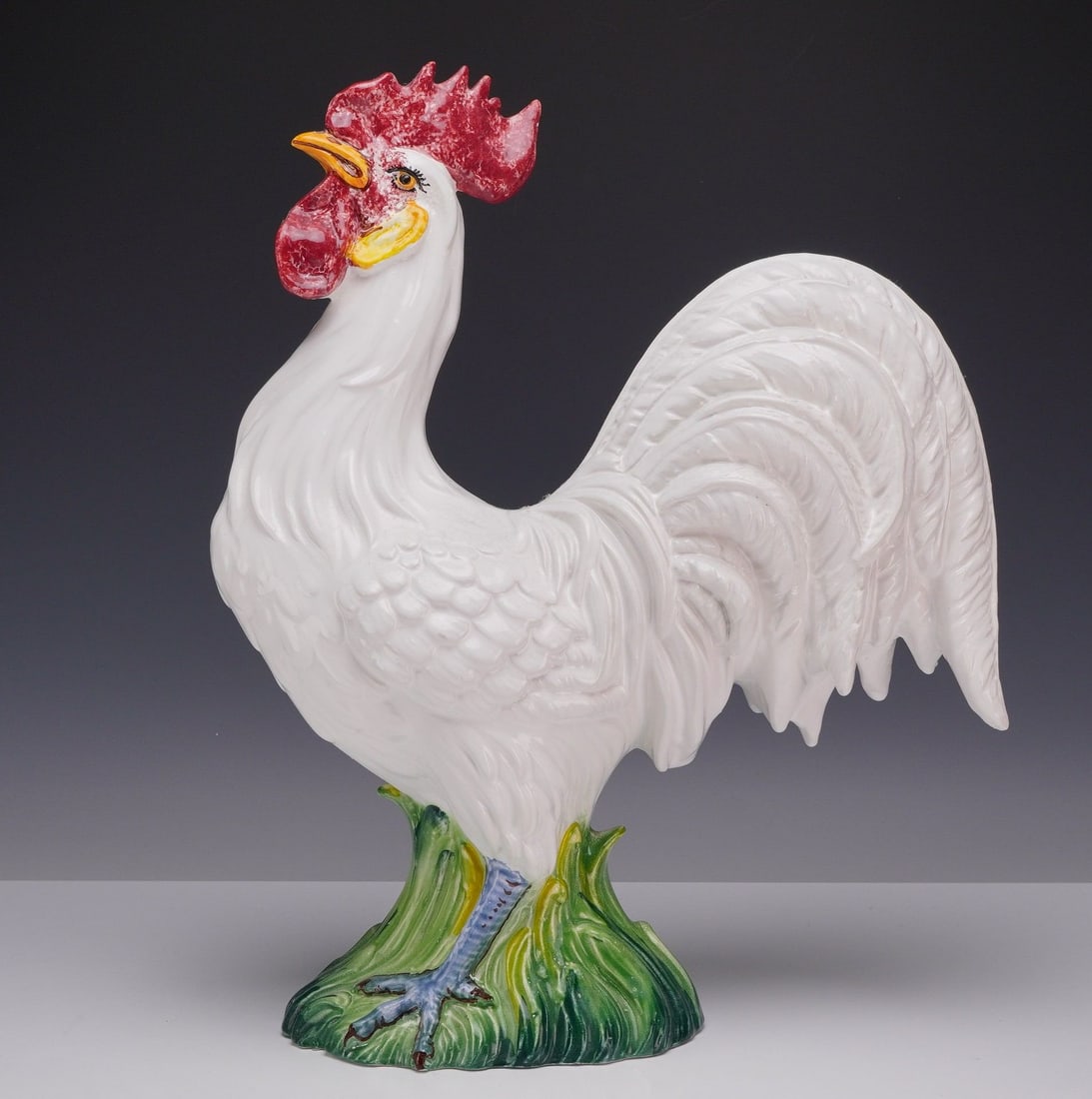 Large Mid-Century Style White Ceramic Rooster Figurine (1 of 4)