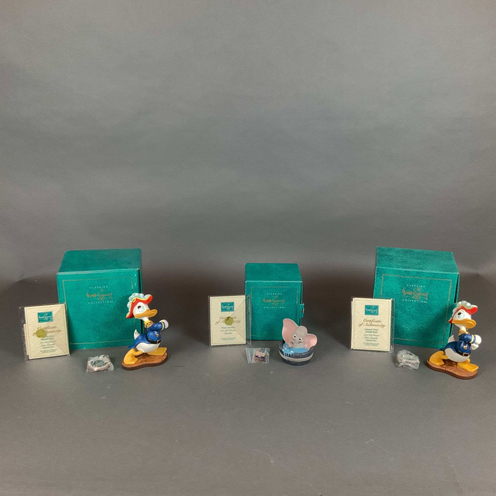 Three Walt Disney Classics Collection Admiral Duck and Dumbo Porcelain Figurines (1 of 5)