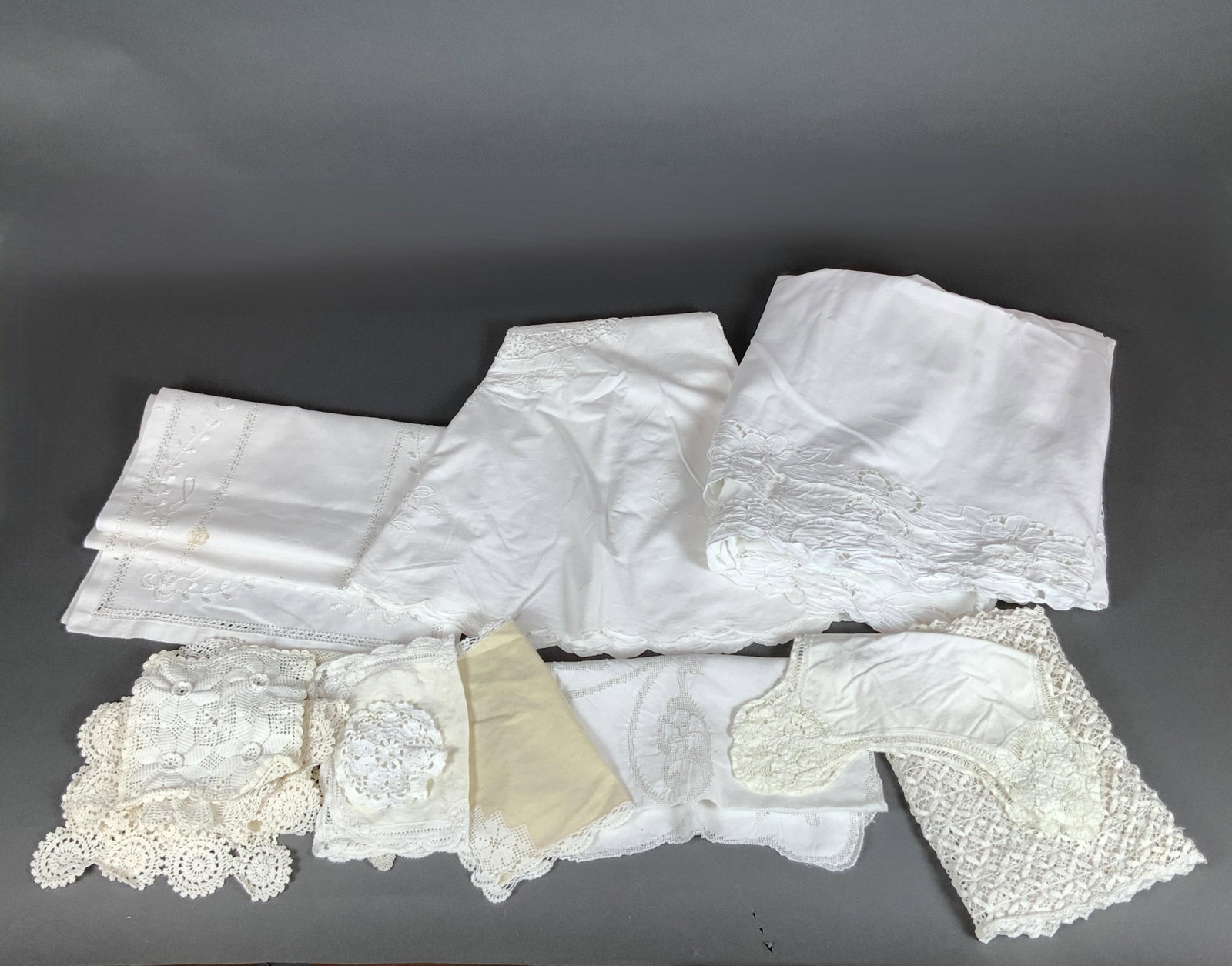 13 Assorted Embroidered and Lacework White Linens (1 of 4)
