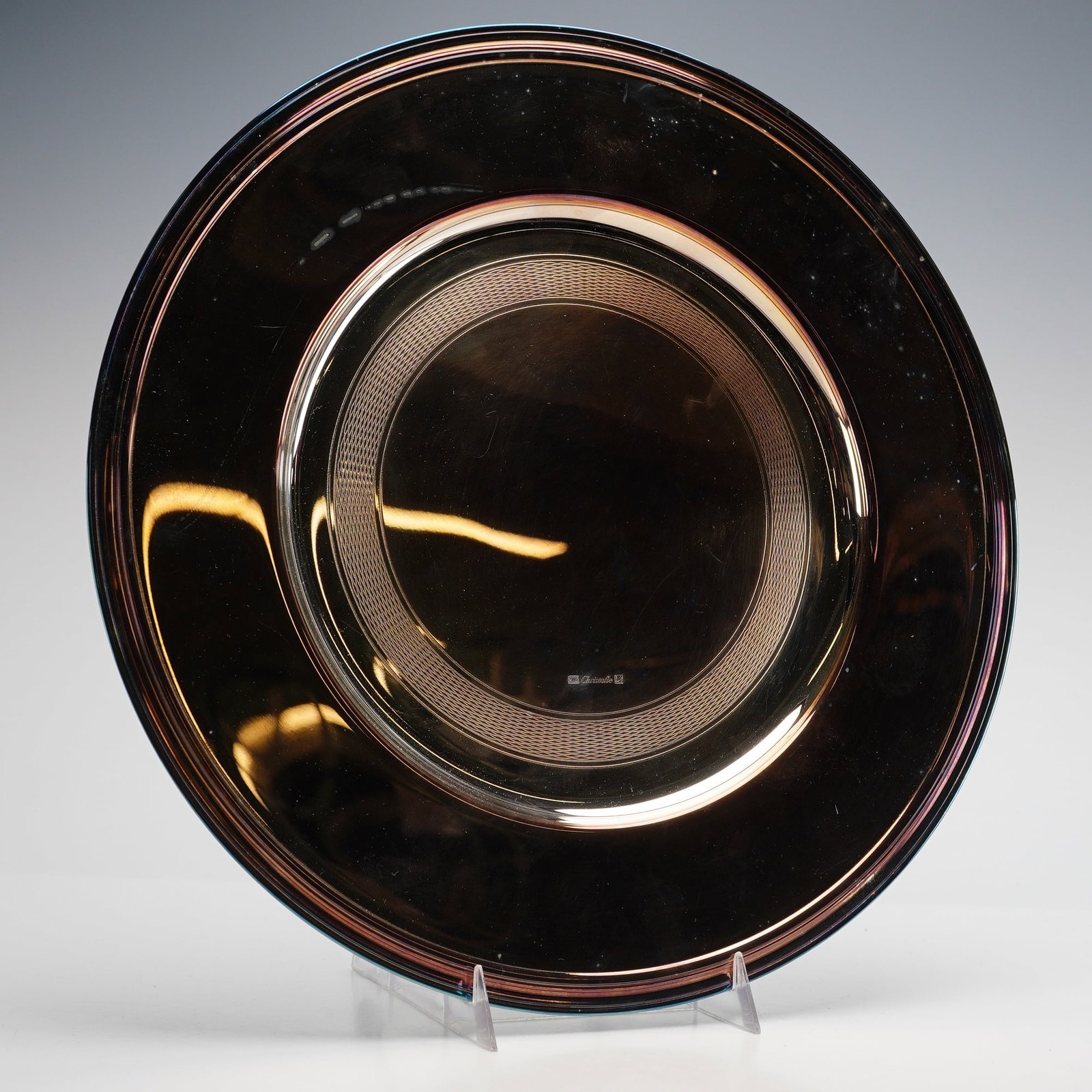 Christofle Albi Silver-Plated Round Platter with Engine-Turned Decoration (1 of 3)