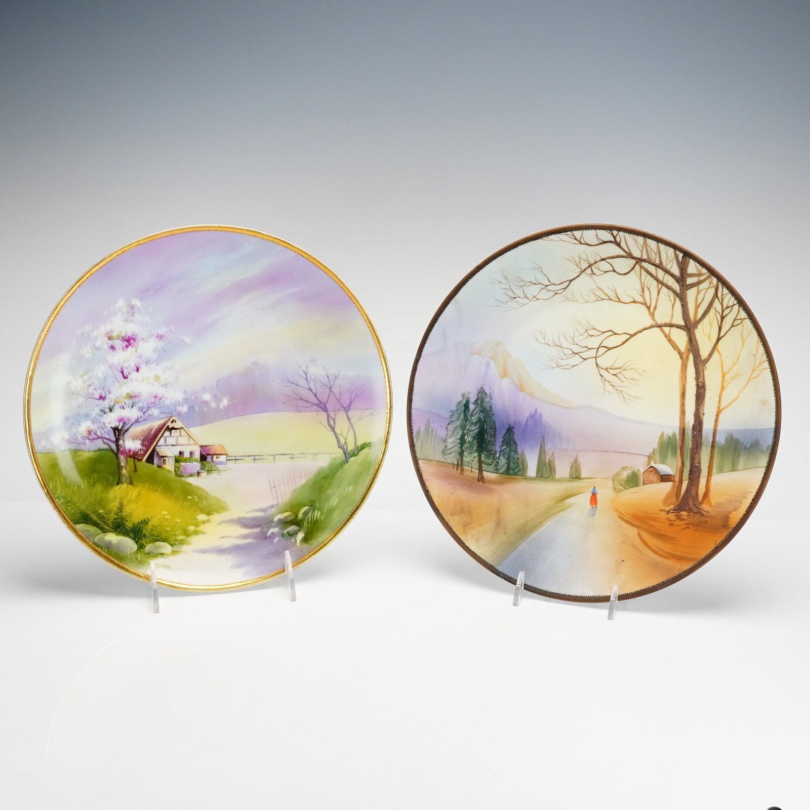 2pc Hand-Painted Nippon Porcelain Wall Plates (1 of 3)