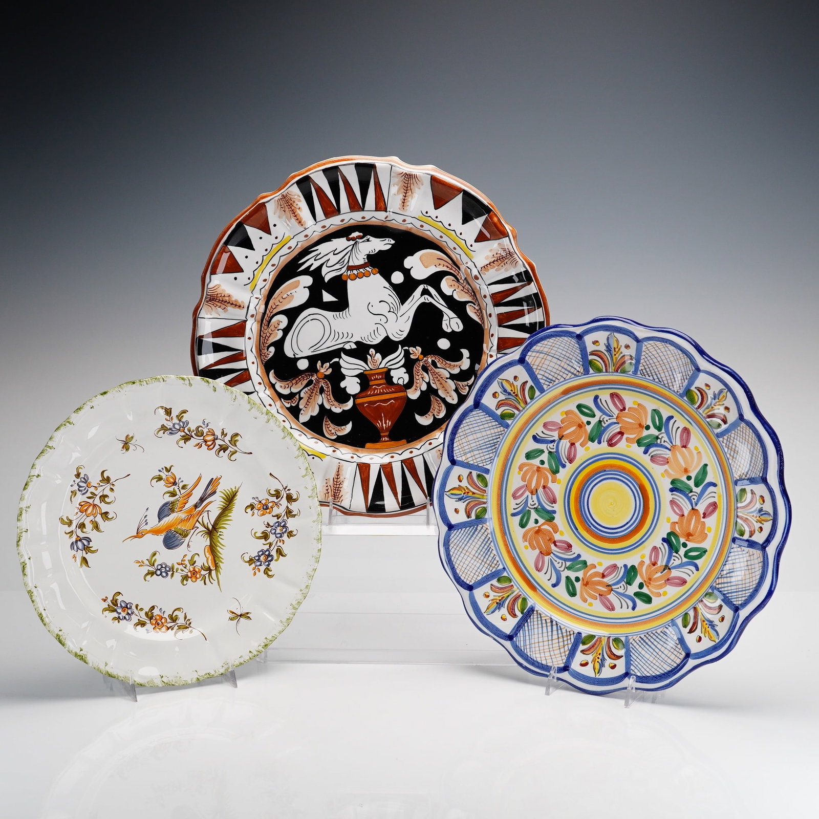 3pc Spanish and Mediterranean Style Hand Painted Ceramic Plates (1 of 4)