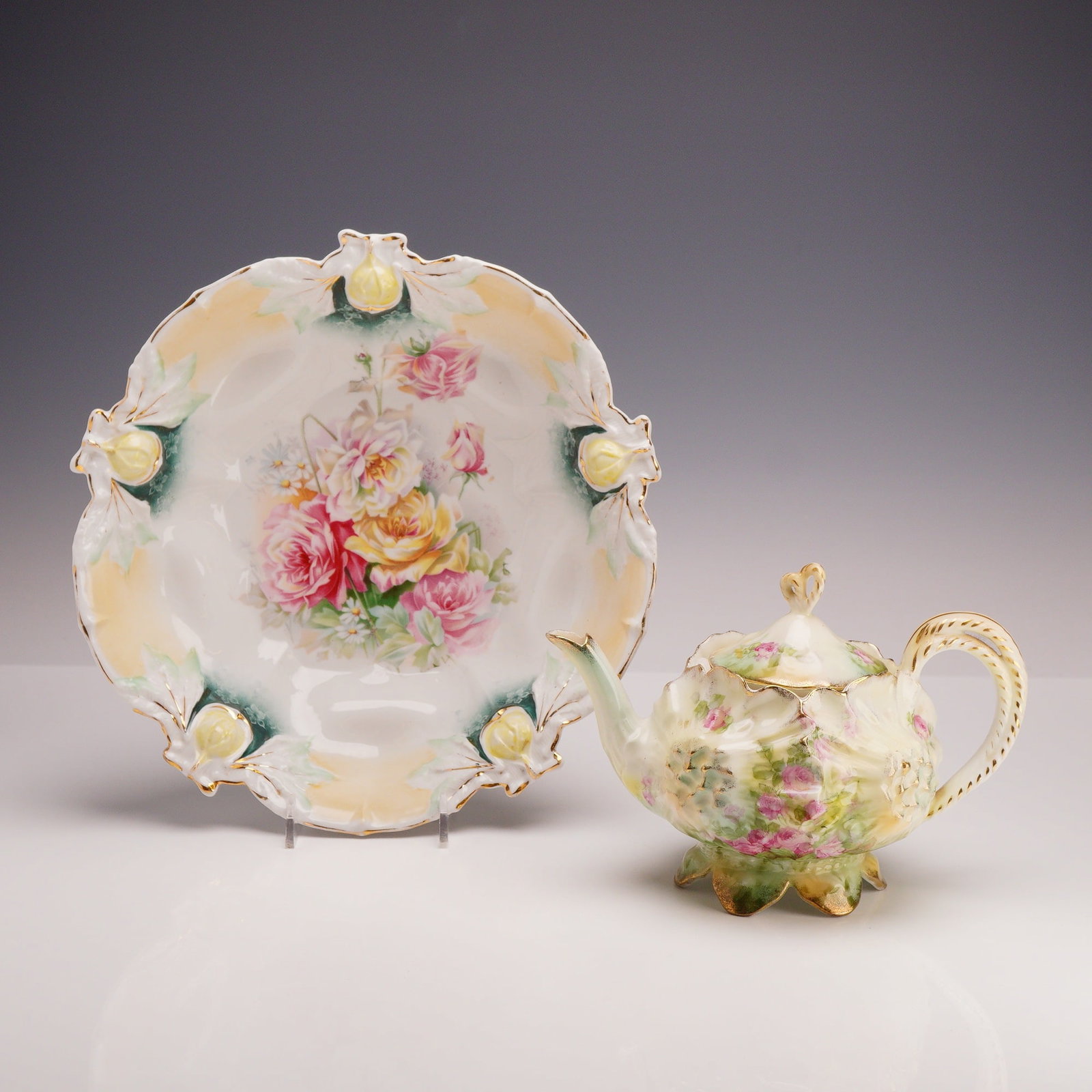 2pc R.S. Prussia Porcelain Bowl and Teapot with Lid (1 of 3)