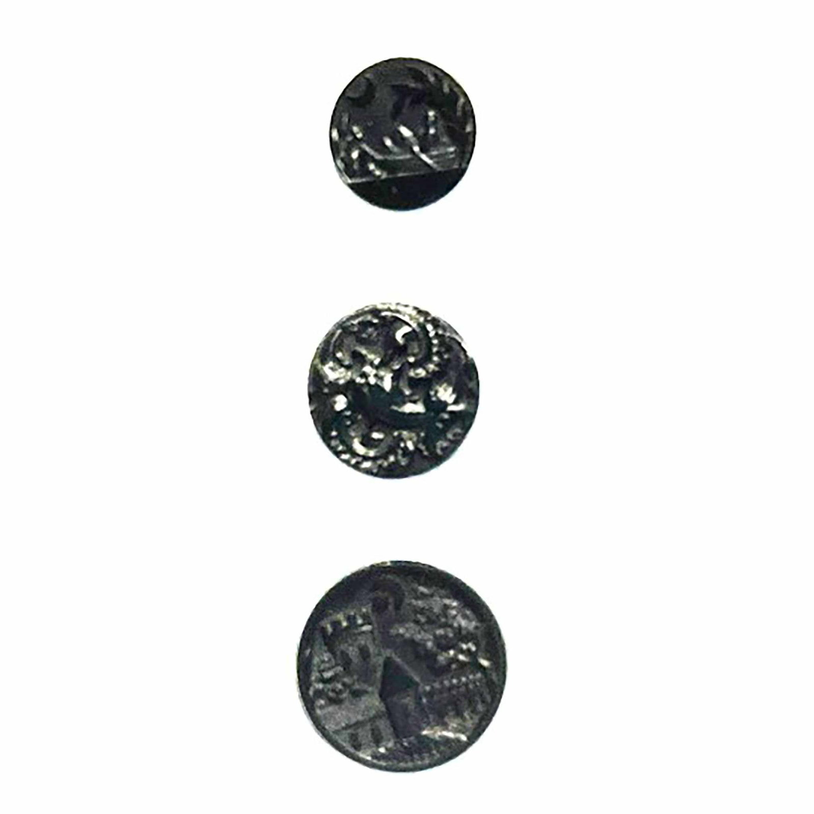 Small card of division 1 pictorial black glass buttons (1 of 5)