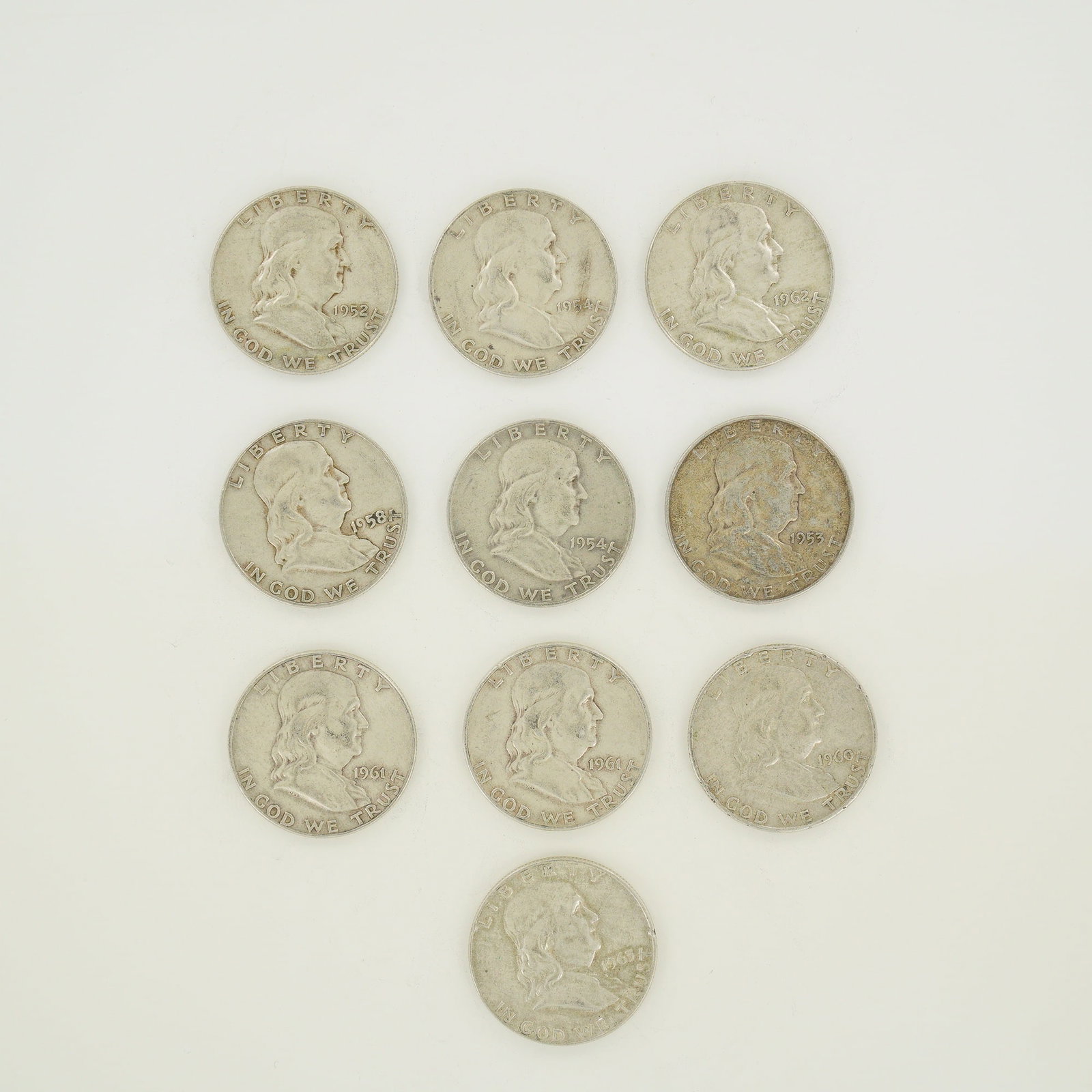 US $5.00 Face Value Collection of Franklin Half Dollars (1 of 2)