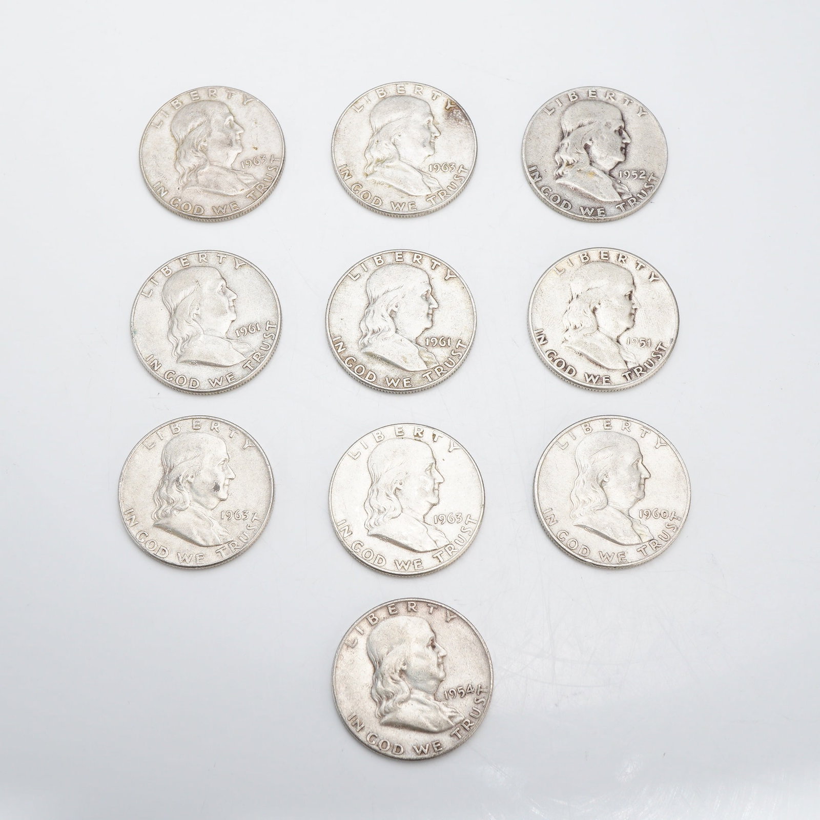 US Franklin Half Dollar 90% Silver Collection $5.00 Face Value (1 of 2)